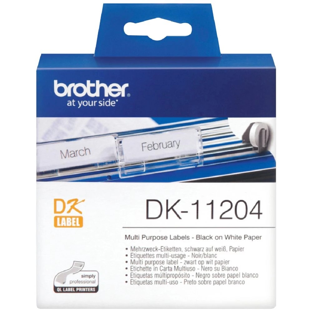 1 Brother DK 11204 17 x 54mm Black On White Small Label Roll, 1 of 3