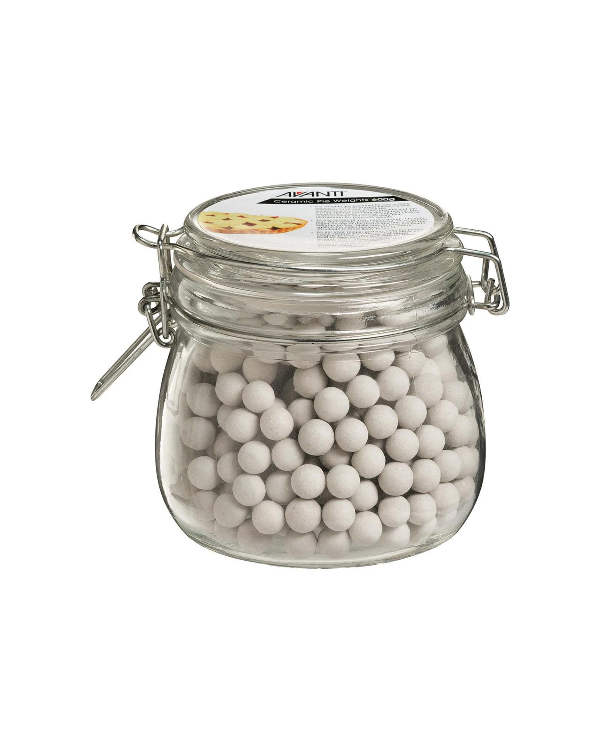 1 Avanti 600g Reusable Ceramic Pie Weights Pastry Baking Beads With Glass Jar - White, 1 of 1