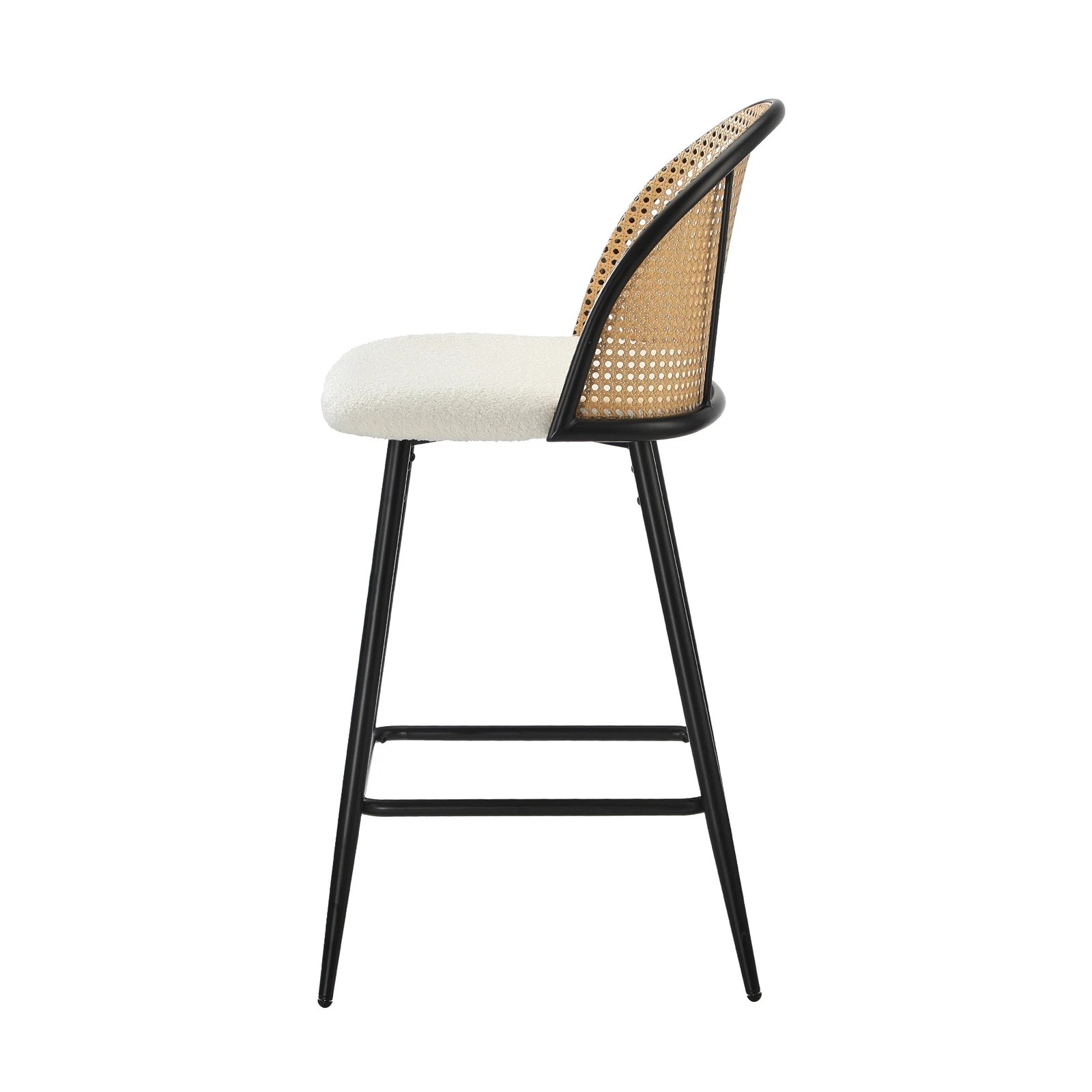 8 Oikiture Bar Stools Kitchen Counter Stool Rattan Dining Chair Boucle Fabric X4
 - White, 8 of 10