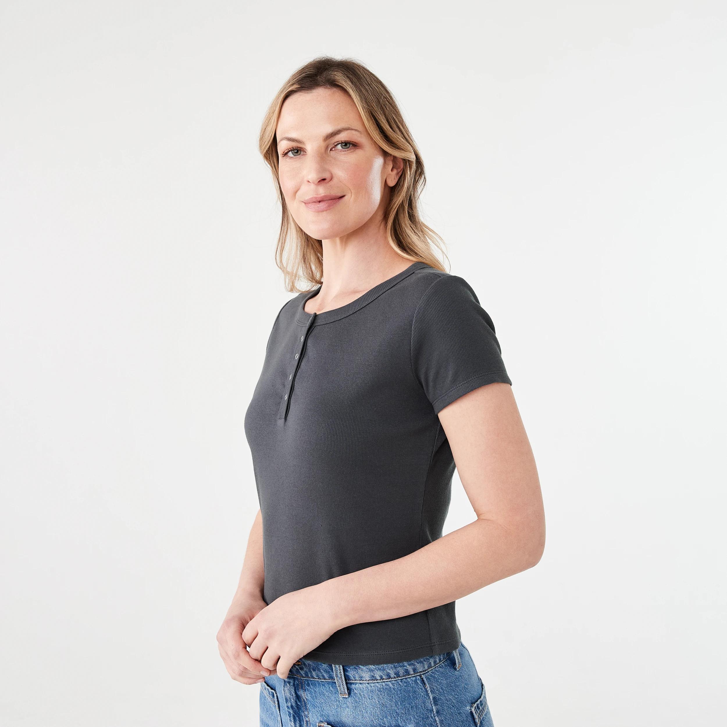 2 Short Sleeve Rib Henley T-shirt NINE IRON, 2 of 6