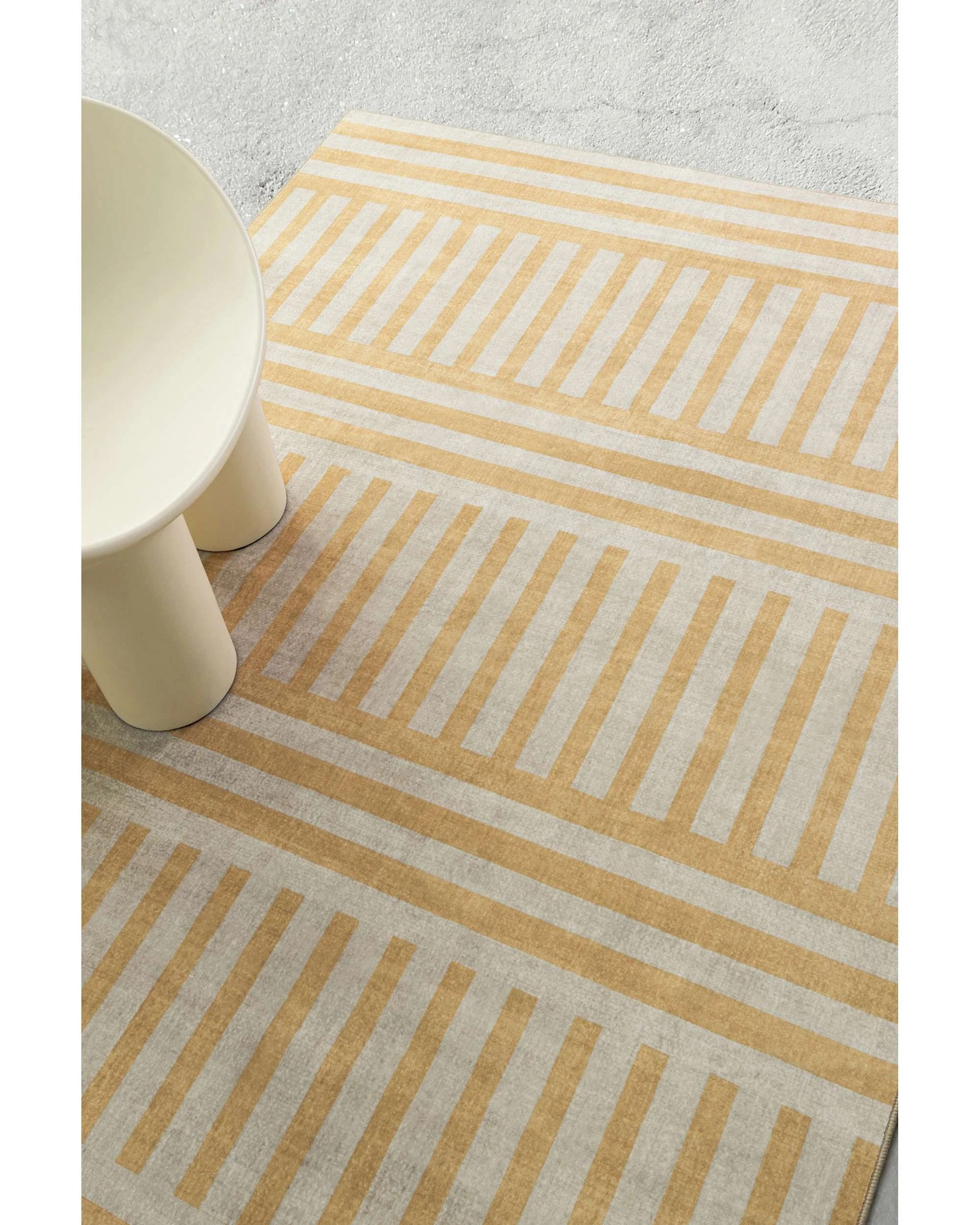 3 Loopsie Alliaga Stripe Printed Washable Rug-320cm x 230cm - Yellow, 3 of 8