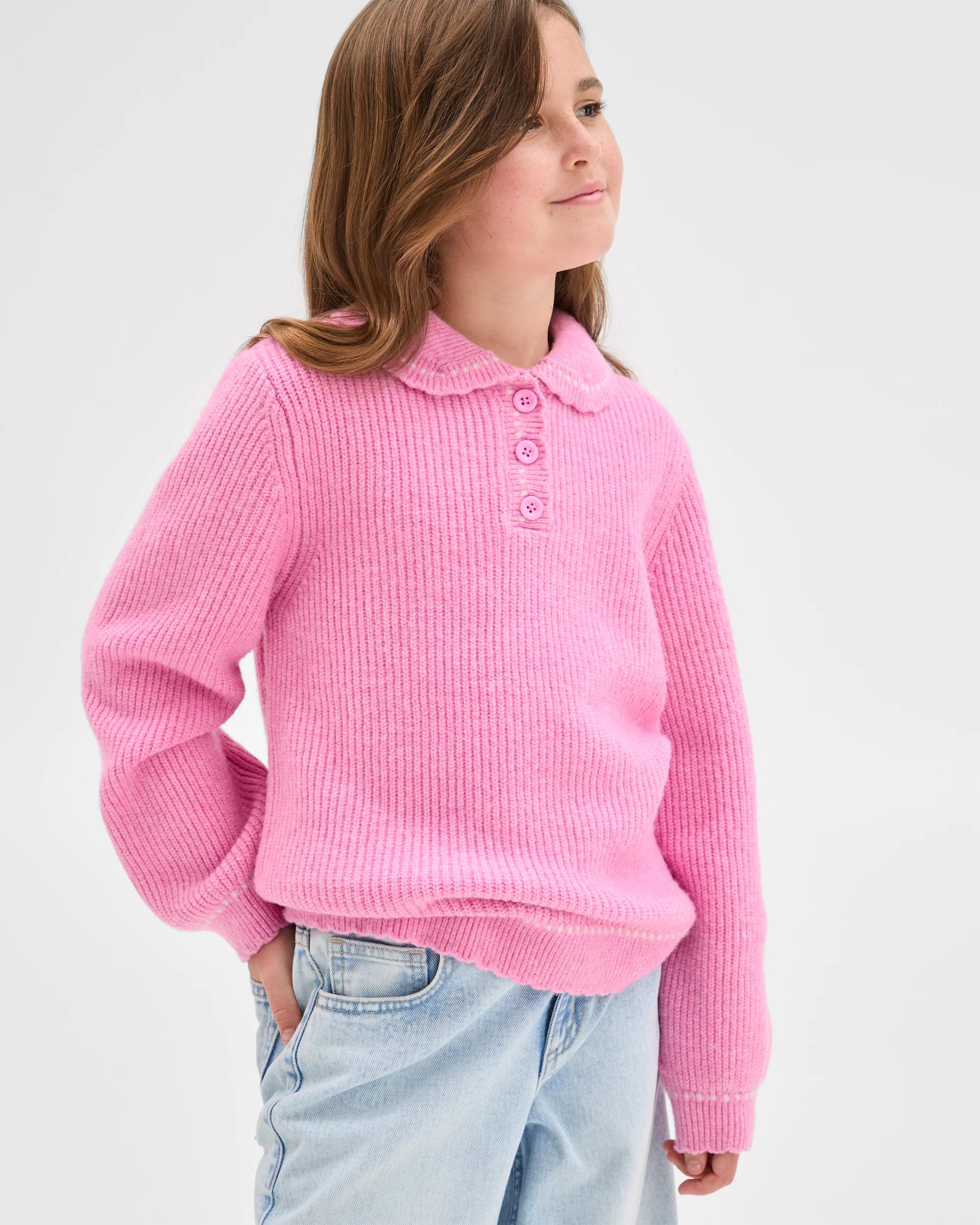 2 Target Kids Long Sleeve Collared Knit Jumper PINK, 2 of 8