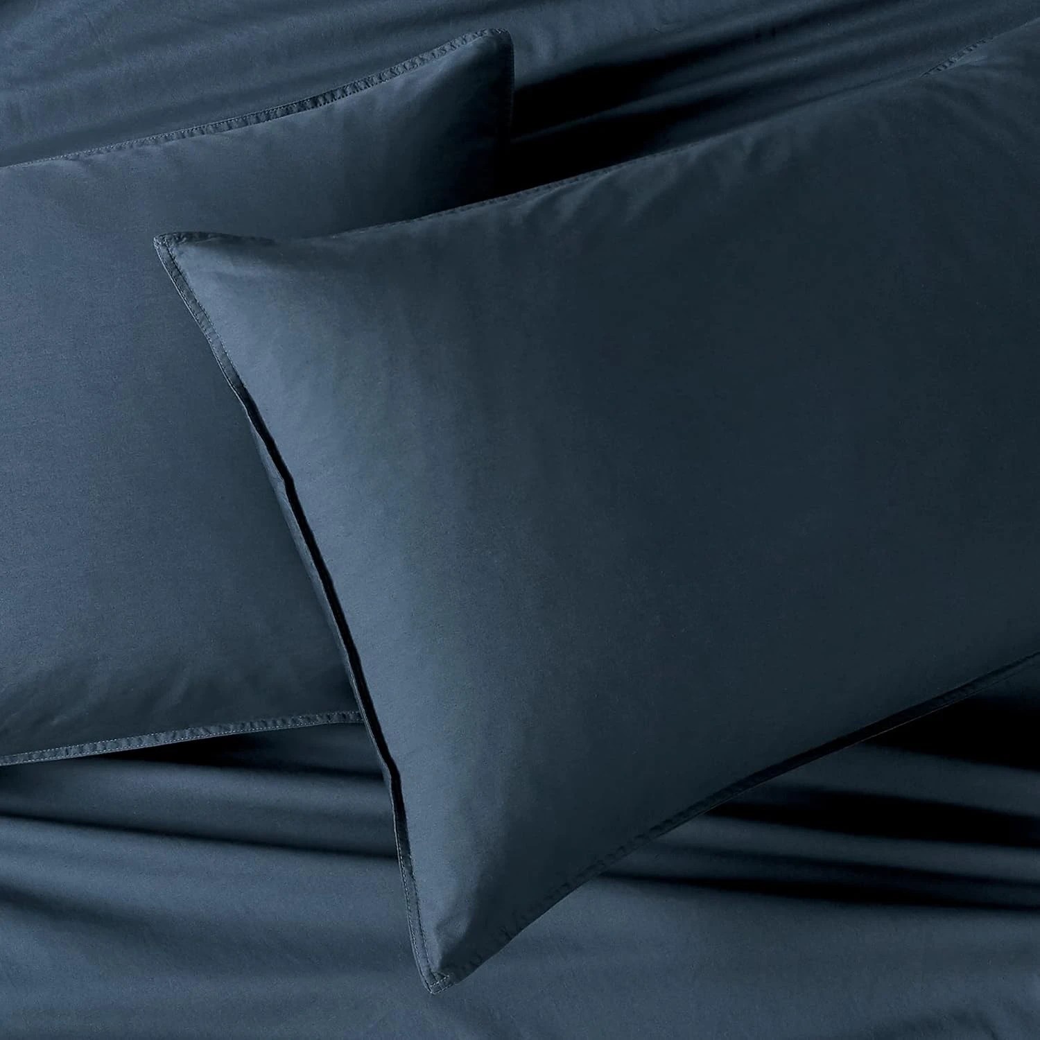 3 Gioia Casa 2-Pack Vintage Washed Cotton Standard Pillowcases Hypoallergenic - Dark Indigo, 3 of 3