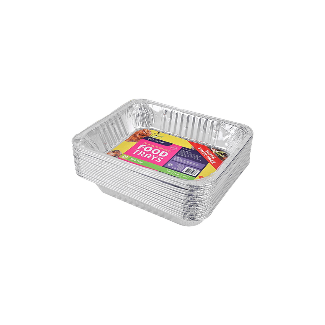 1 20pc Topchef Home Kitchen Large Disposable Aluminium Foil Barbecue Tray
 - Silver, 1 of 2