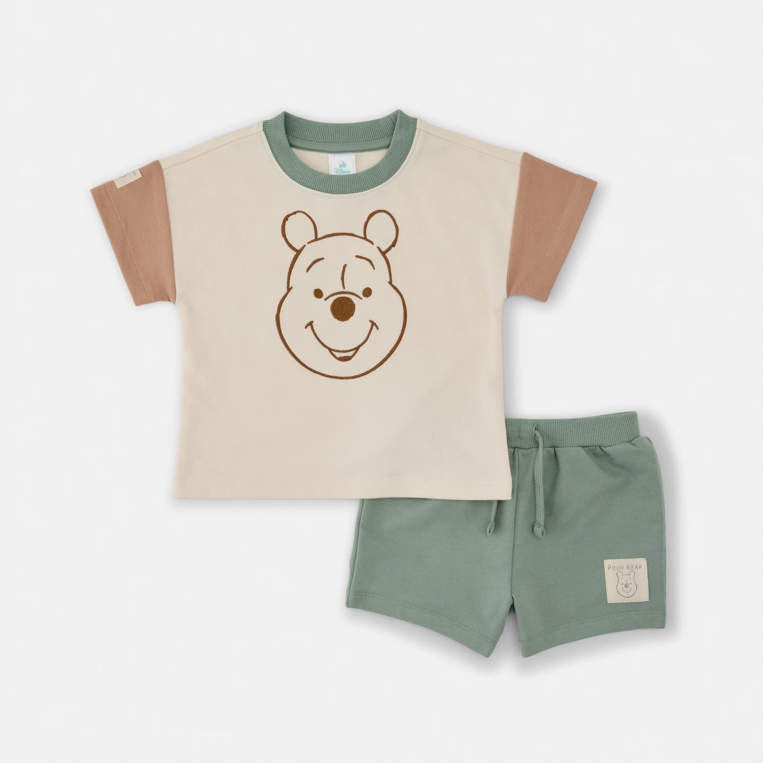 1 Winnie the Pooh License Short Sleeve T-shirt and Shorts Set BEIGE WINNIE, 1 of 6