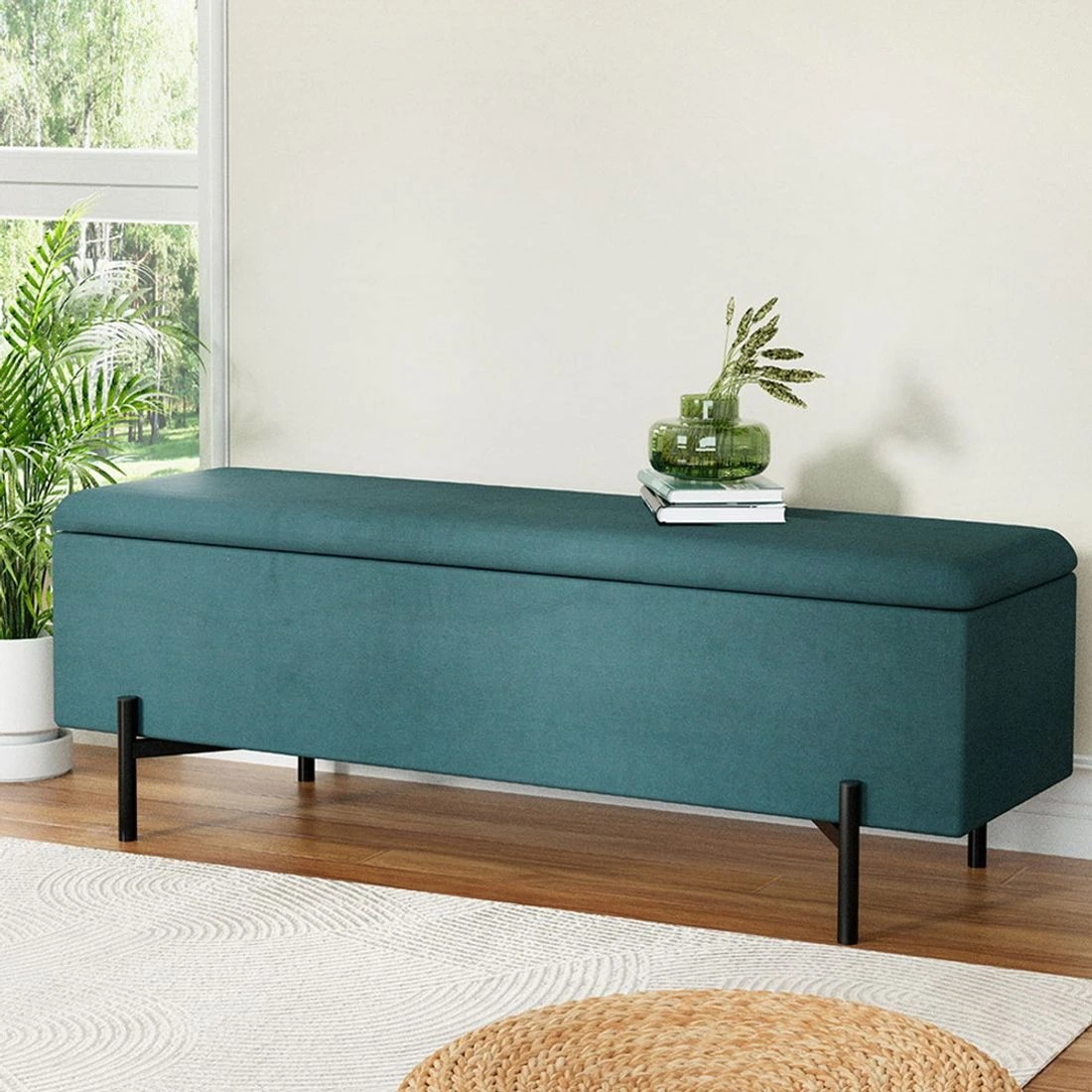 6 Artiss Storage Ottoman Blanket Box 140cm Velvet - Green, 6 of 6