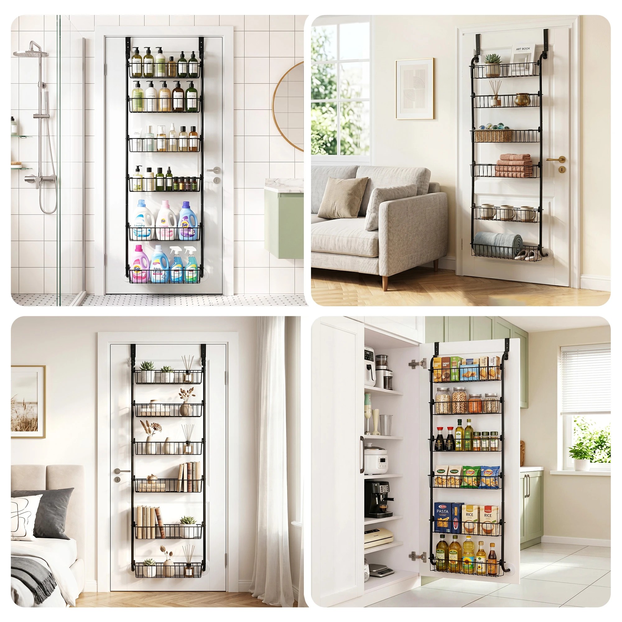 8 Artiss Over Door Storage Organiser 6 Tier Metal - Black, 8 of 9