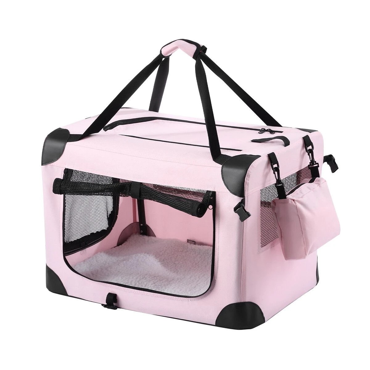 1 Pet Scene Soft Dog Crate Kennel Pet Cage Cat Travel Carrier Pink, 1 of 7