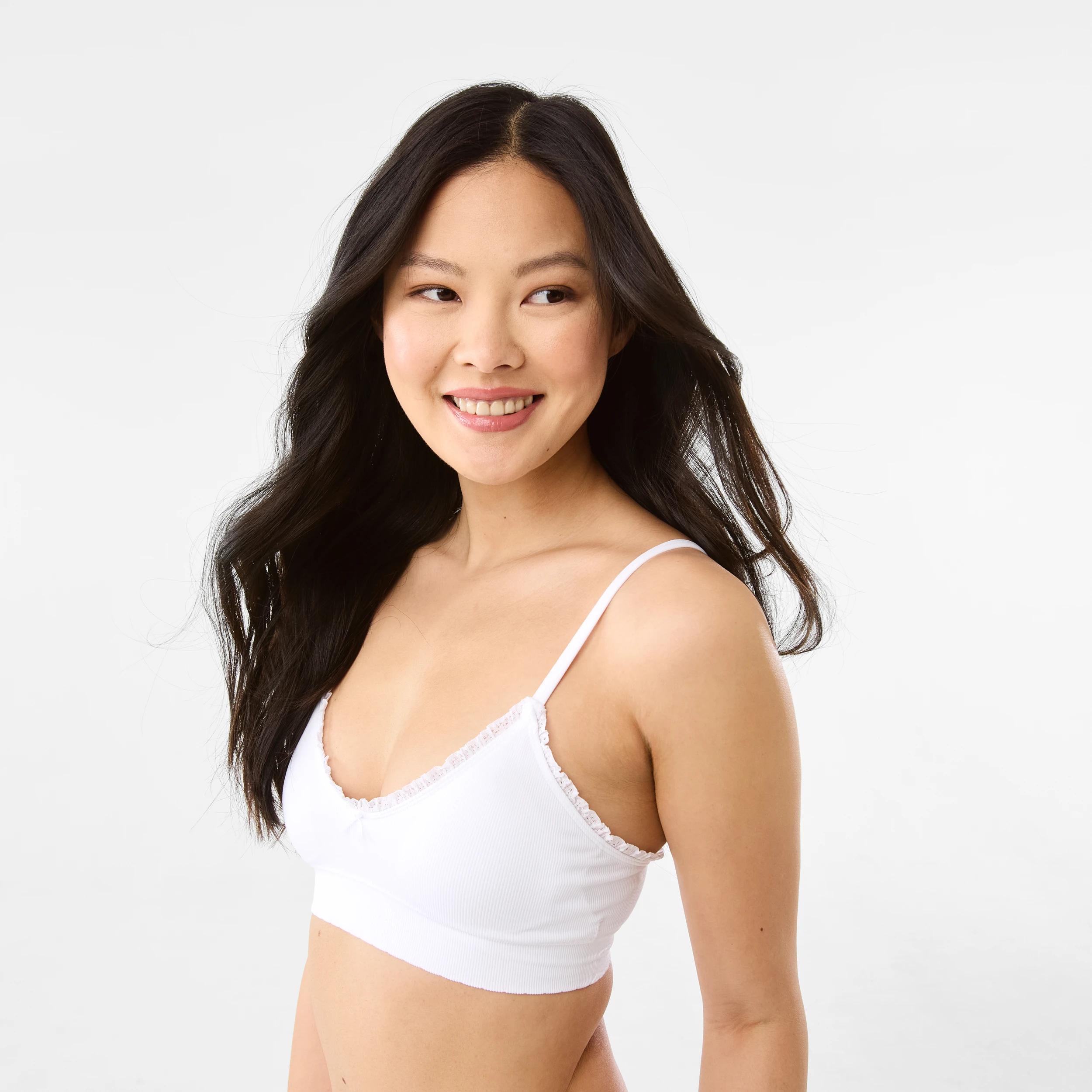 8 2 Pack Seamfree Rib Bralette MA CHERIE POLKA DOT, WHITE, 8 of 10
