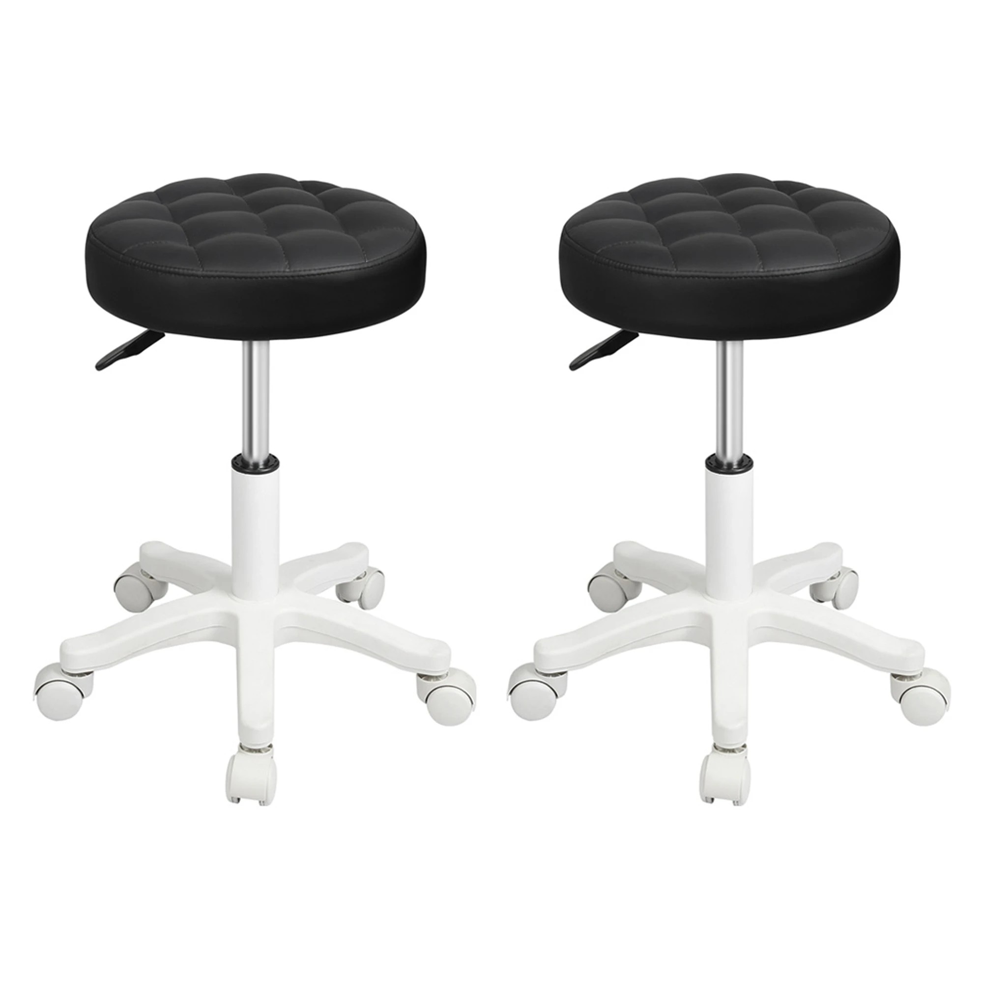 1 Levede 2x Swivel Bar Stools  Adjustable Height - Black, 1 of 9