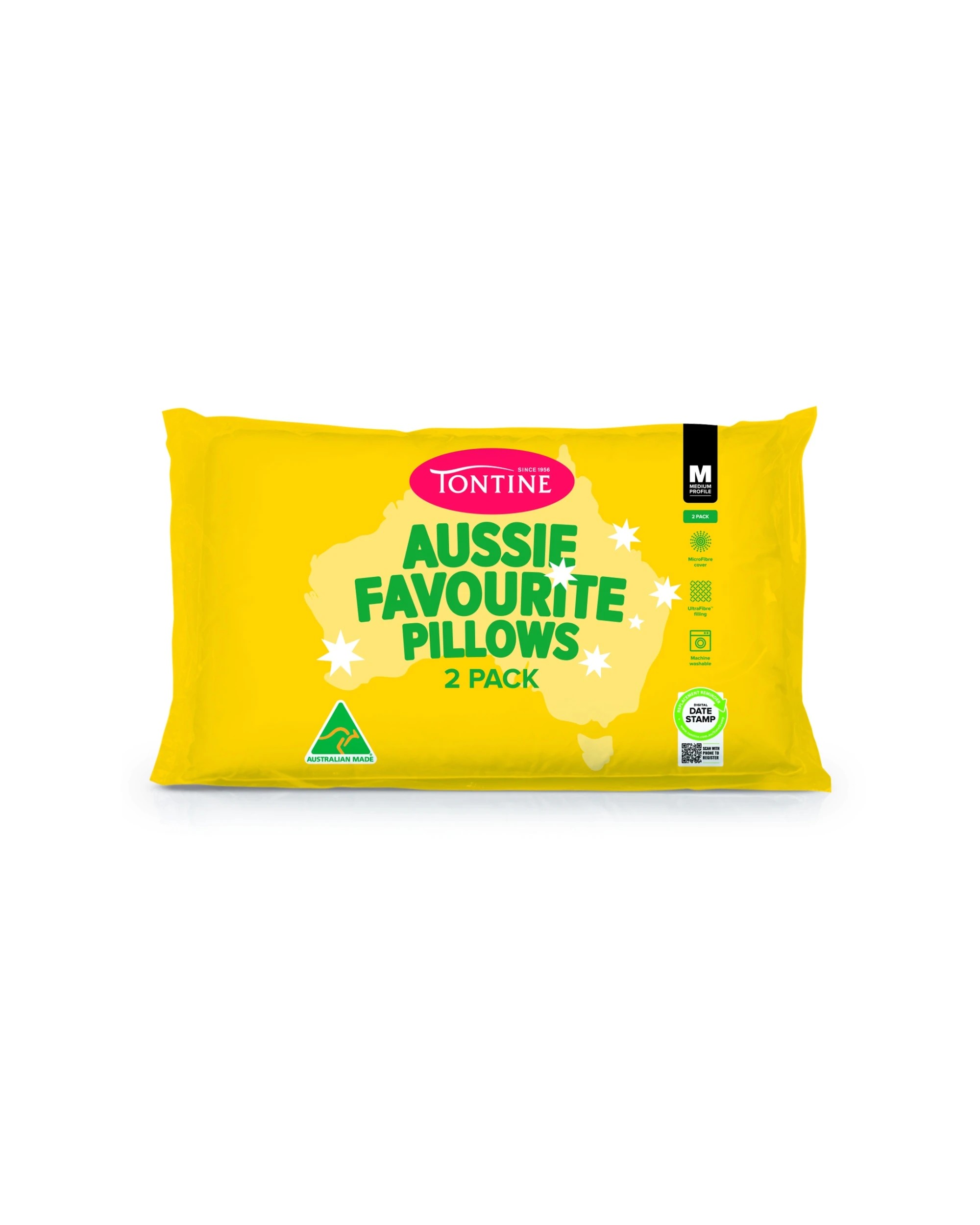 2 Tontine Aussie Favourite Pillow Medium Profile 2pc - White, 2 of 5