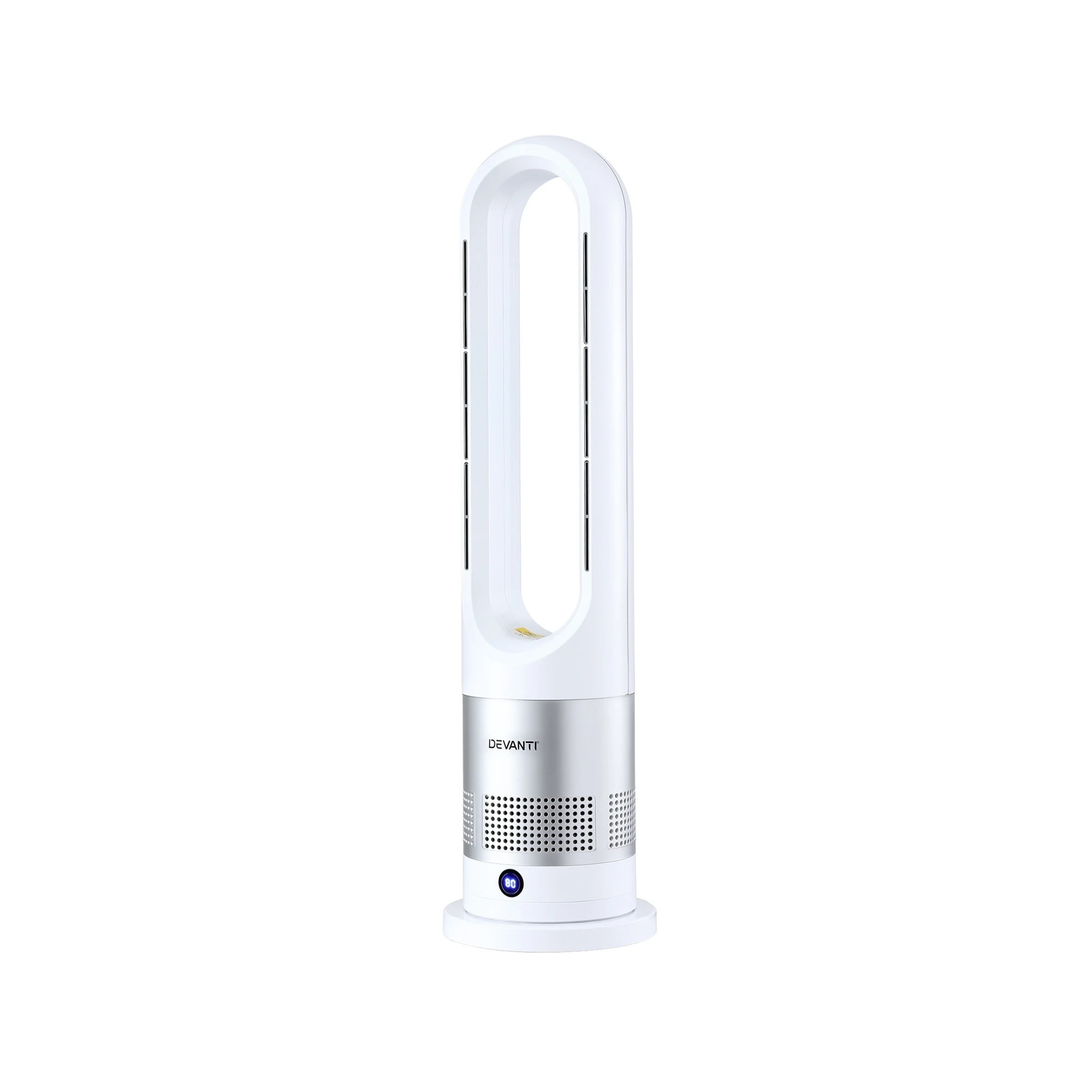 1 Devanti Bladeless Tower Fan Heater and Cooler 2in1 Portable Oscillation Fan for Bedroom Room Office Use - White, 1 of 1