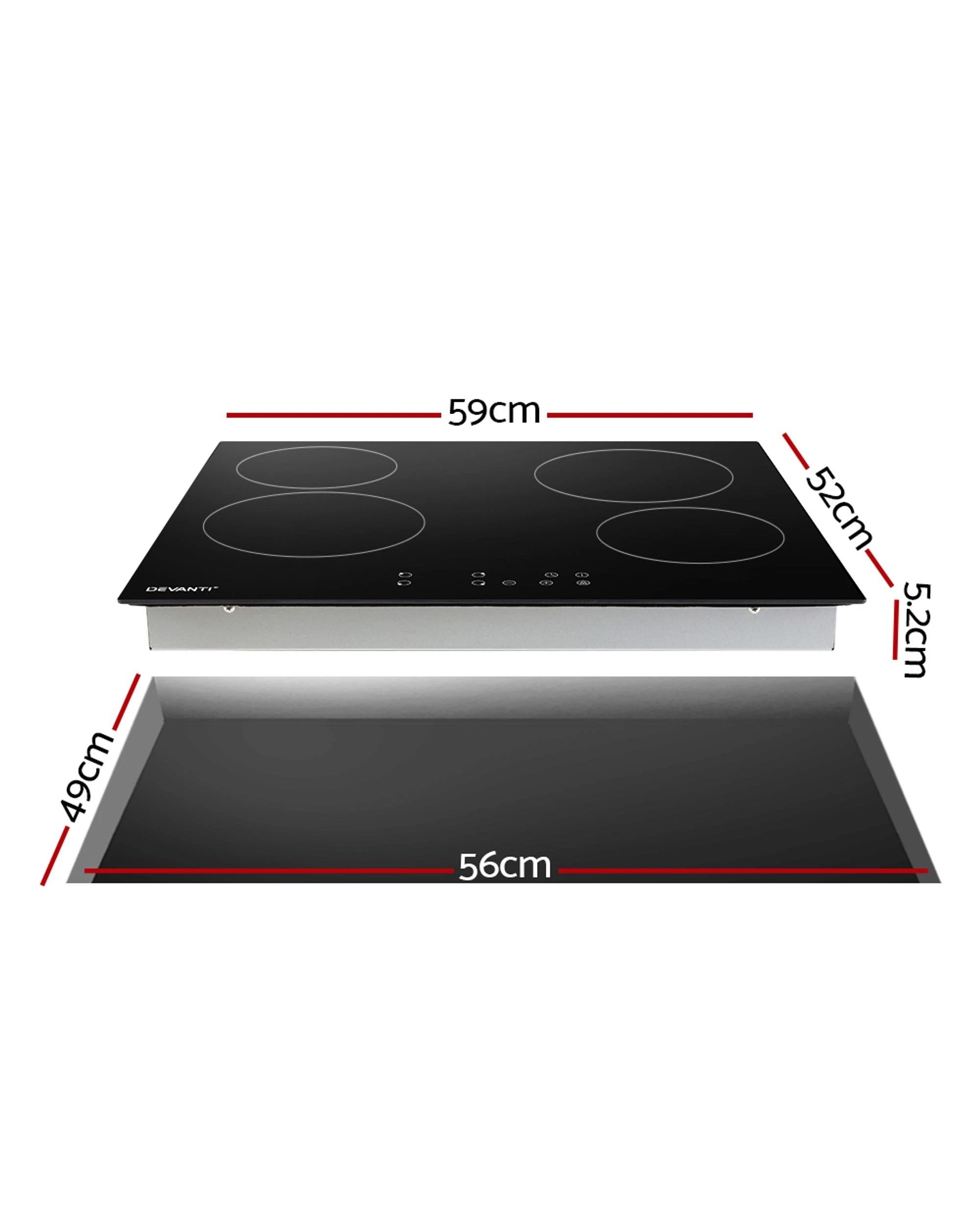 2 Devanti Electric Ceramic Cooktop 60cm Touch Control
 - Black, 2 of 3