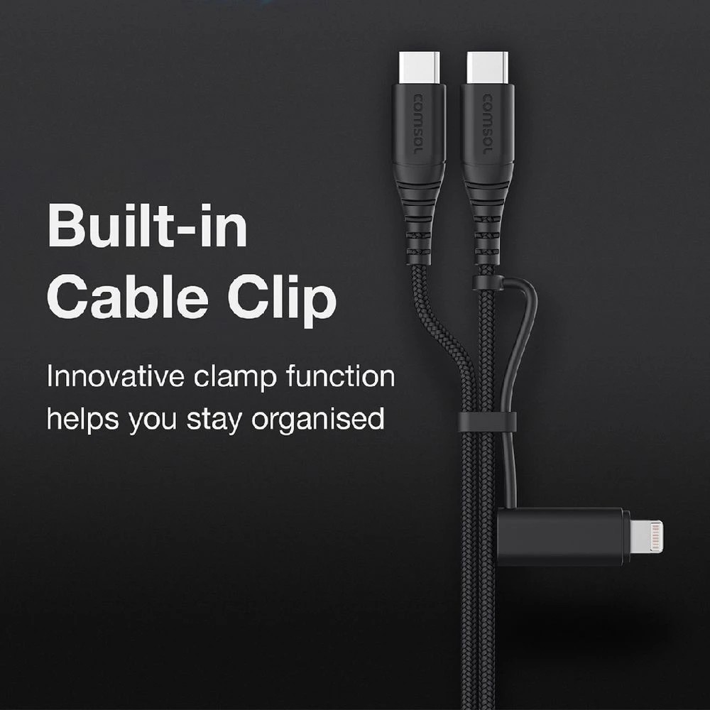 6 Comsol USB-C Cable with USB-C to Lightning Adapter 1.2m Black, 6 of 7
