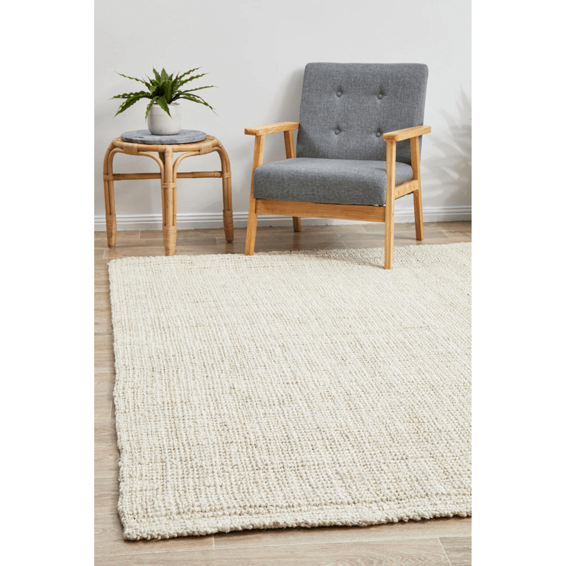 1 Rug Culture Atrium Barker Bleach 100% Jute Hand-loomed Rug - 230 x 320 cm, White - White, 1 of 7