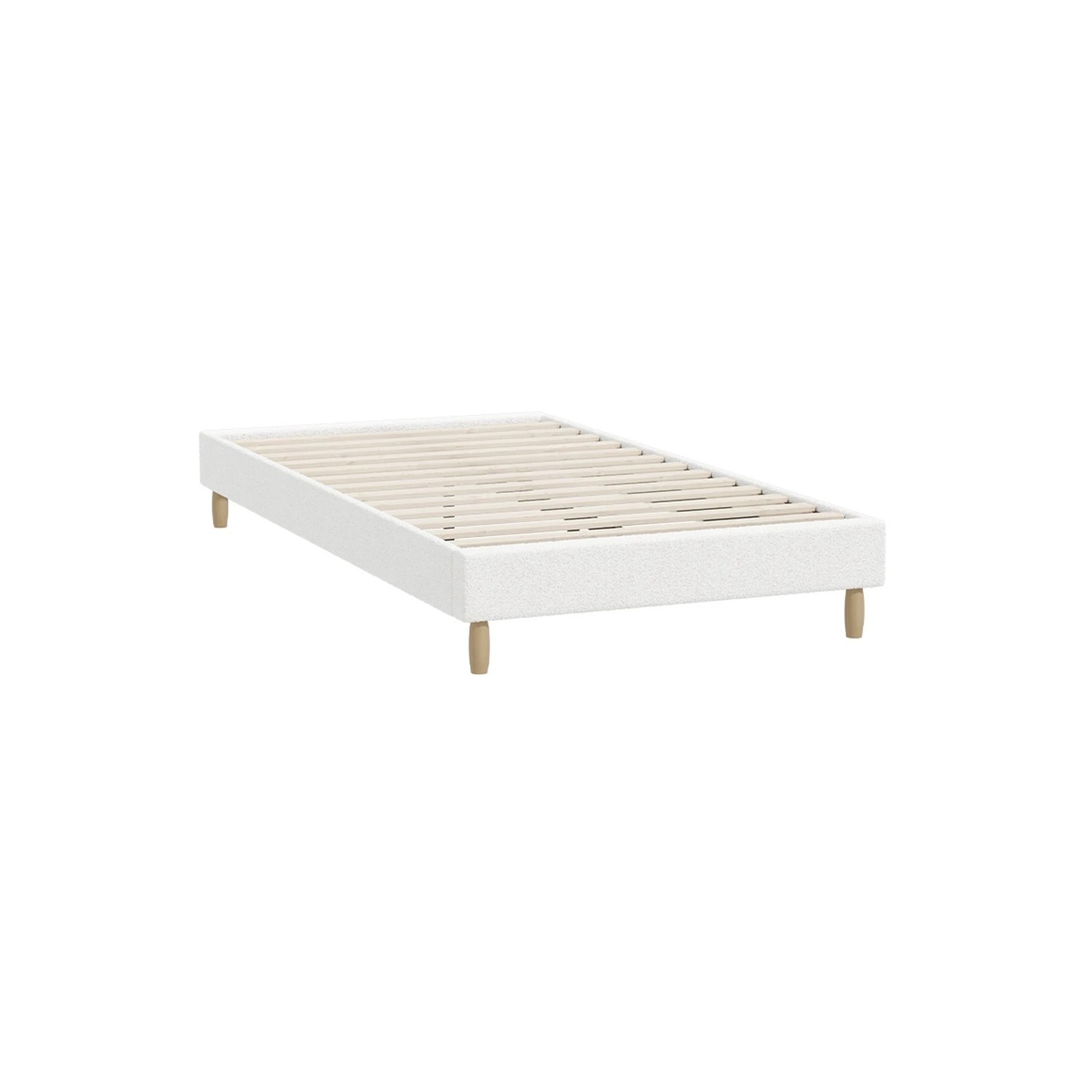 1 Oikiture King Single Bed Base Boucle Bed Frame
 - White, 1 of 10