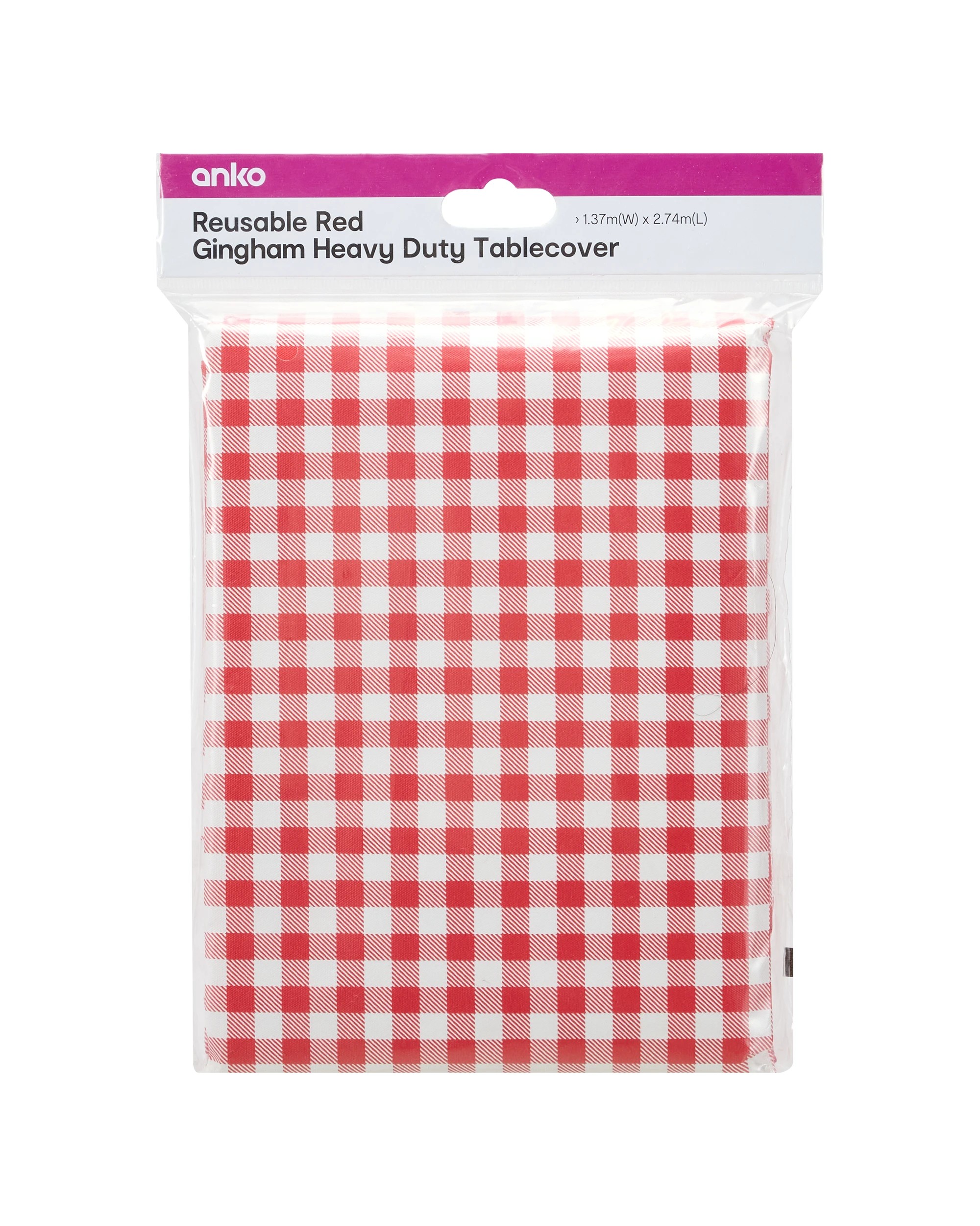 3 Reusable Red Gingham Heavy Duty Tablecover, 3 of 3