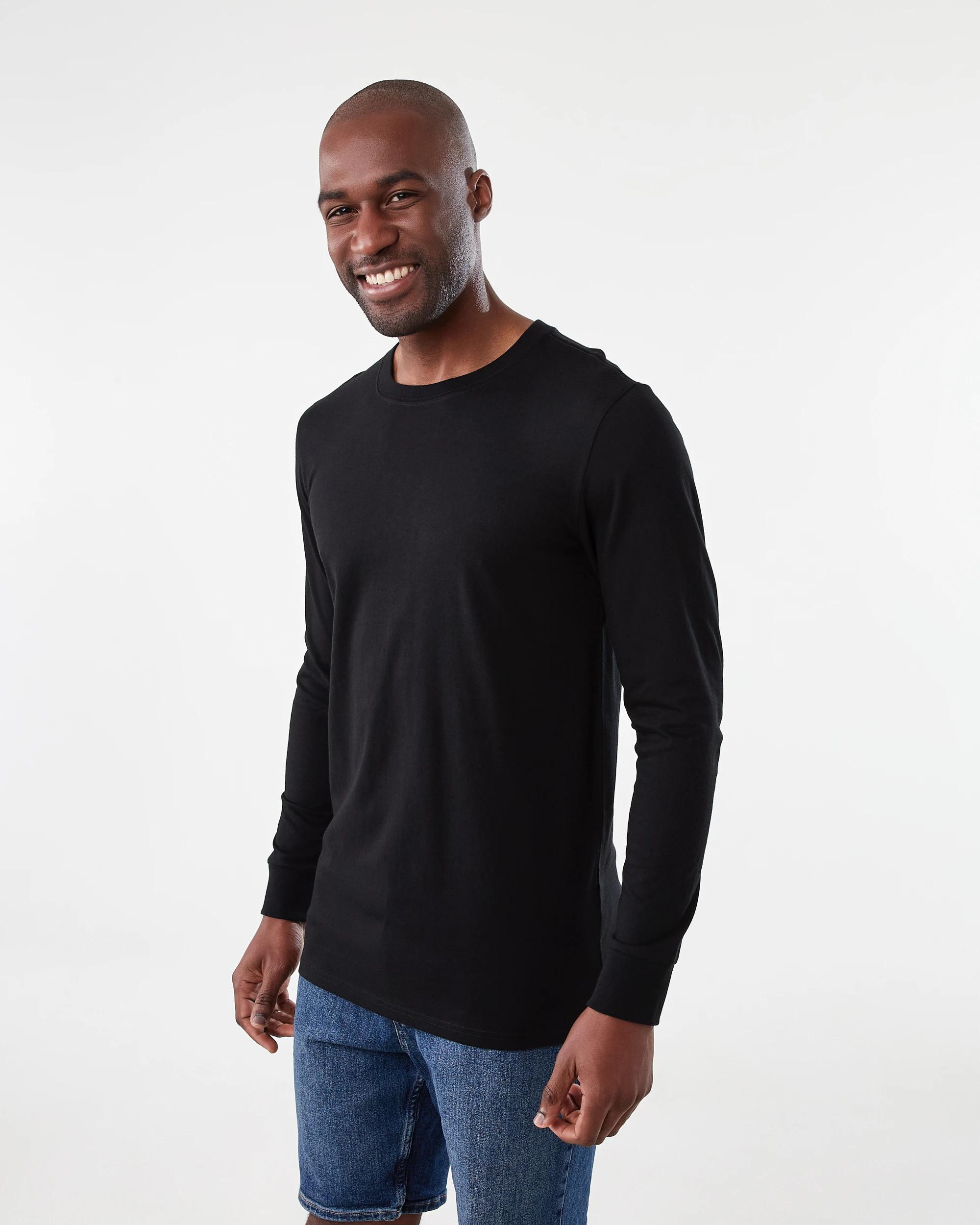 2 Long Sleeve Longline T-shirt Black, 2 of 5