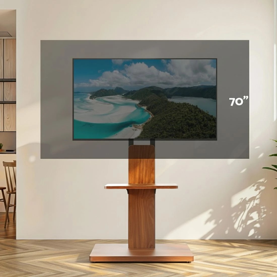 4 Artiss TV Stand 32-70" Wooden Tray Swivel Height Adjustable - Multi, 4 of 5