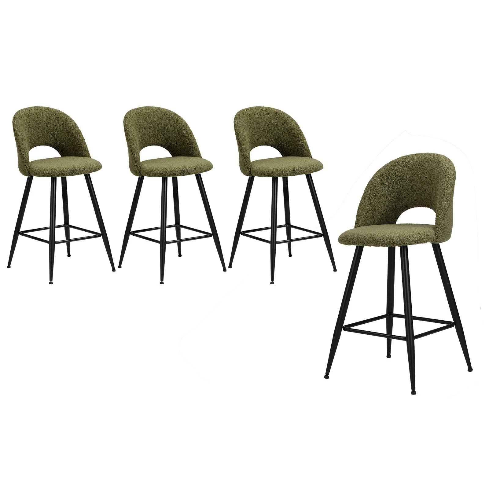 1 Oikiture 4x Bar Stools Kitchen Counter Stool Dining Chairs Boucle Horn
 - Green, 1 of 10
