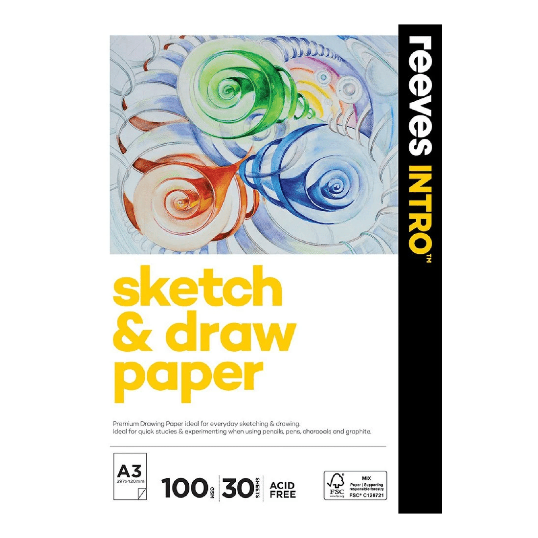 1 Reeves Intro A3 Sketch and Draw Pad 100gsm 30 Sheets, 1 of 5
