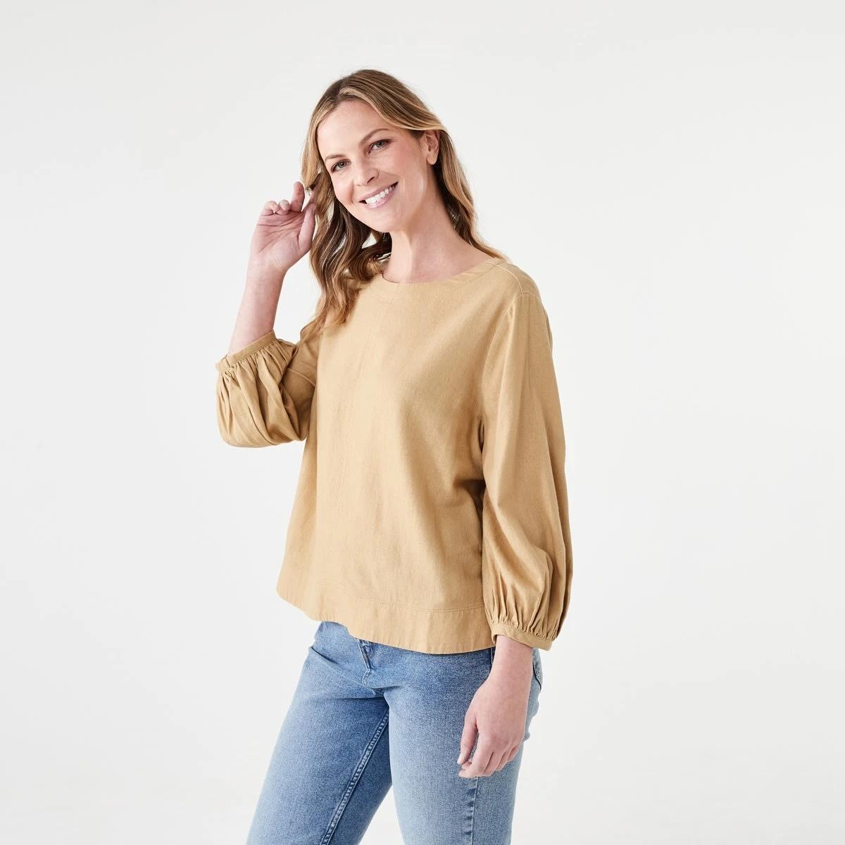 2 Long Sleeve Linen Blend Top LARK, 2 of 6