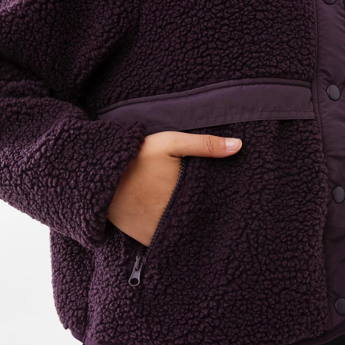 8 Active Womens Sherpa Patch Jacket Pur Raisin, 8 of 8