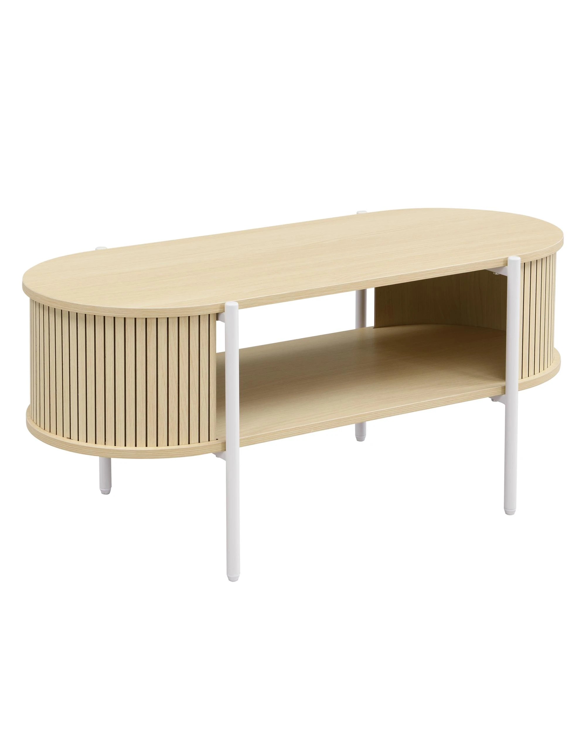 1 Kodu Coffee Table Oval Light Oak - White, 1 of 8