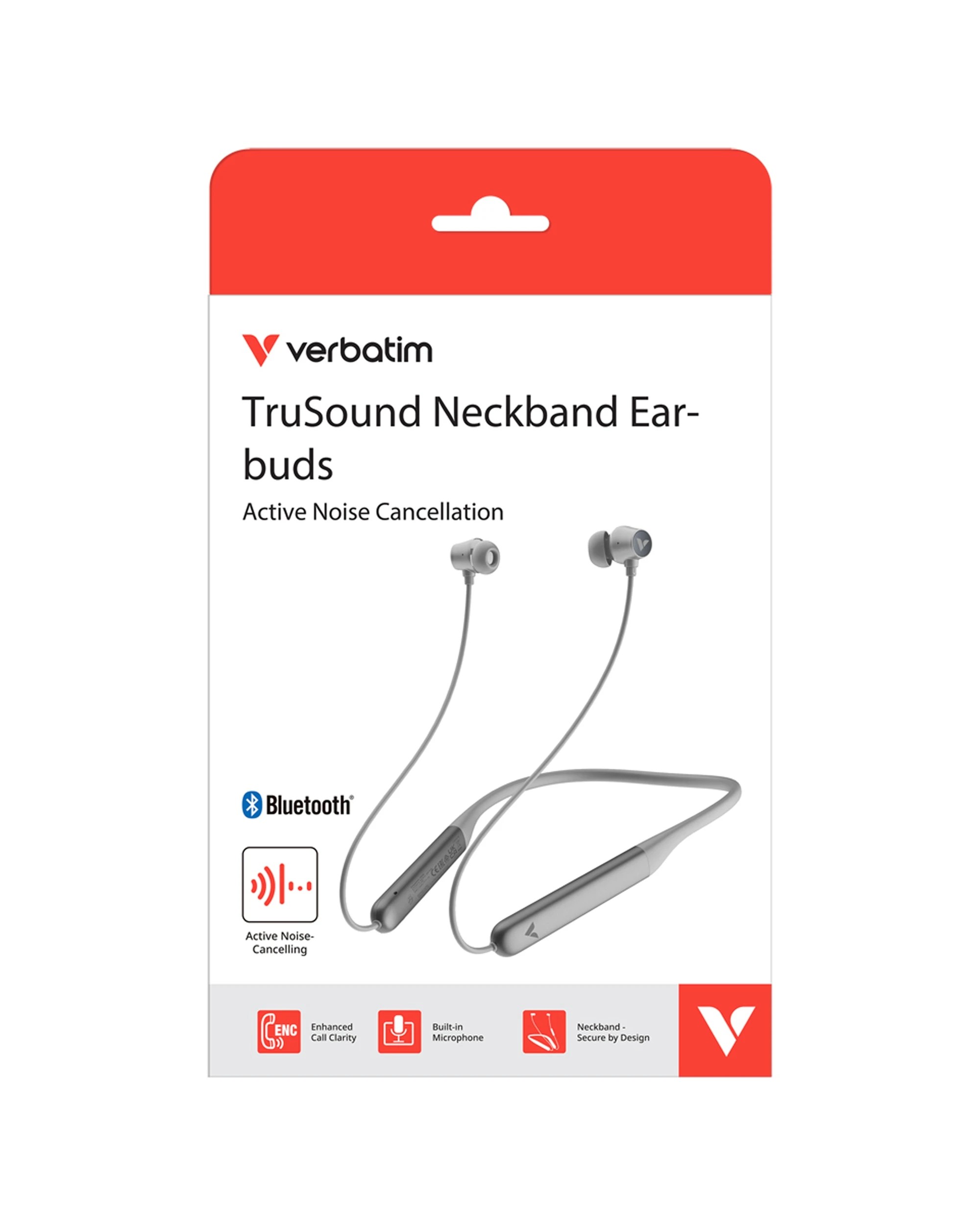 7 Verbatim TruSound ANC Neckband Earbuds Active Noise Cancelling Bluetooth - Grey, 7 of 7