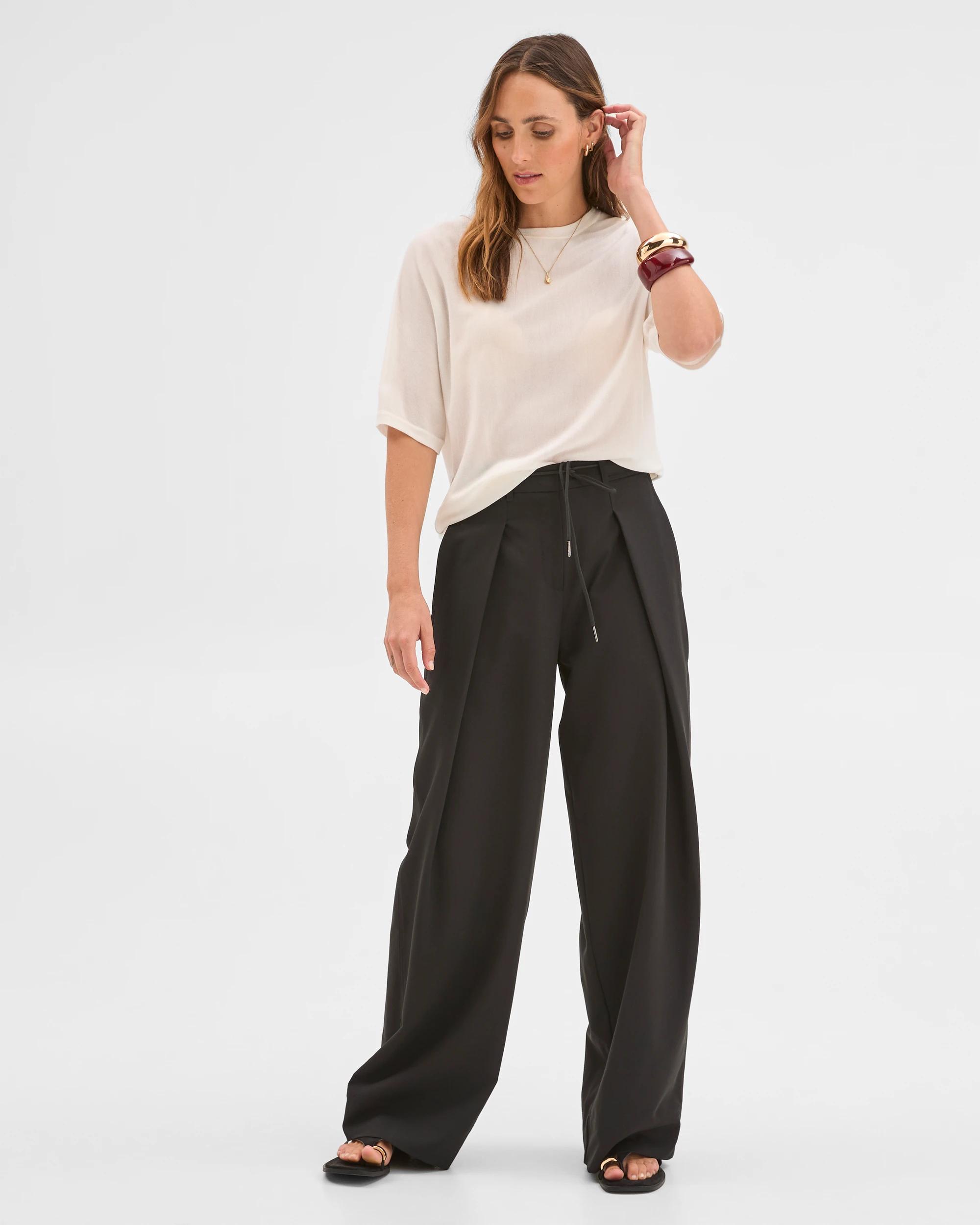 2 Preview Tencel/Merino Blend Lightweight Knit T-Shirt WHITE, 2 of 5