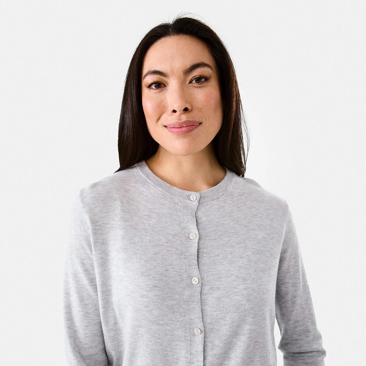 4 Lightweight Crew Neck Cardigan SILVER MARLE, 4 of 5