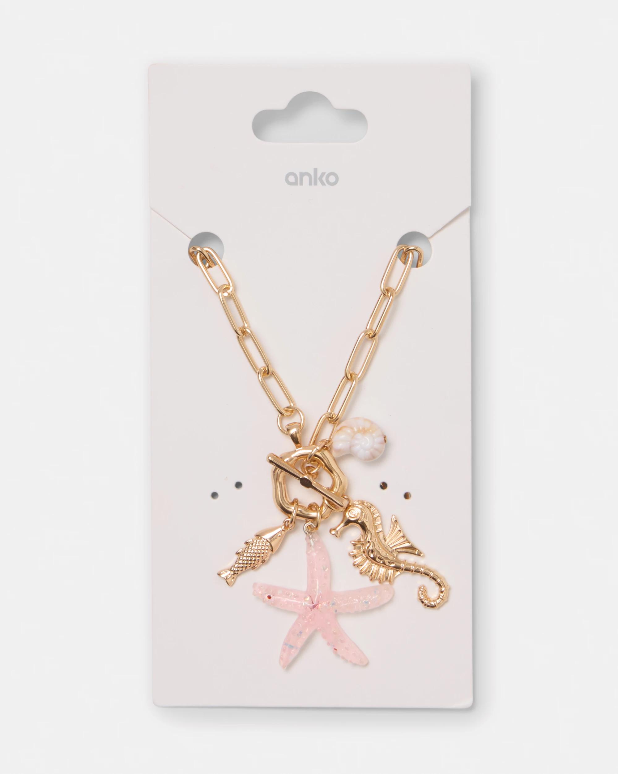 5 Starfish Charm Necklace - Gold Tone and Pink Gold, 5 of 5