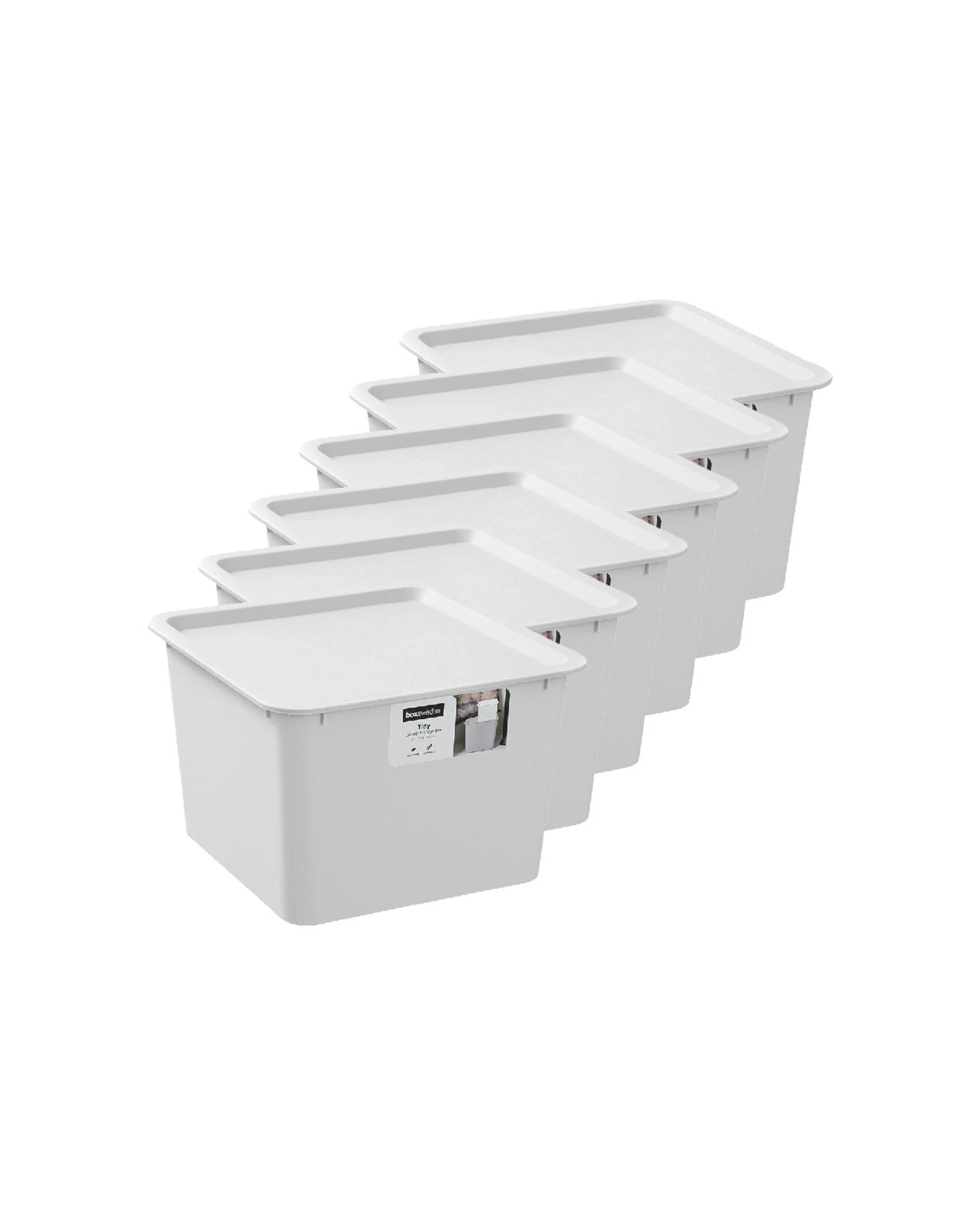 1 Boxsweden 6PK Stackable Tidy Storage Box With Lid 27cm 12L - Assorted, 1 of 9