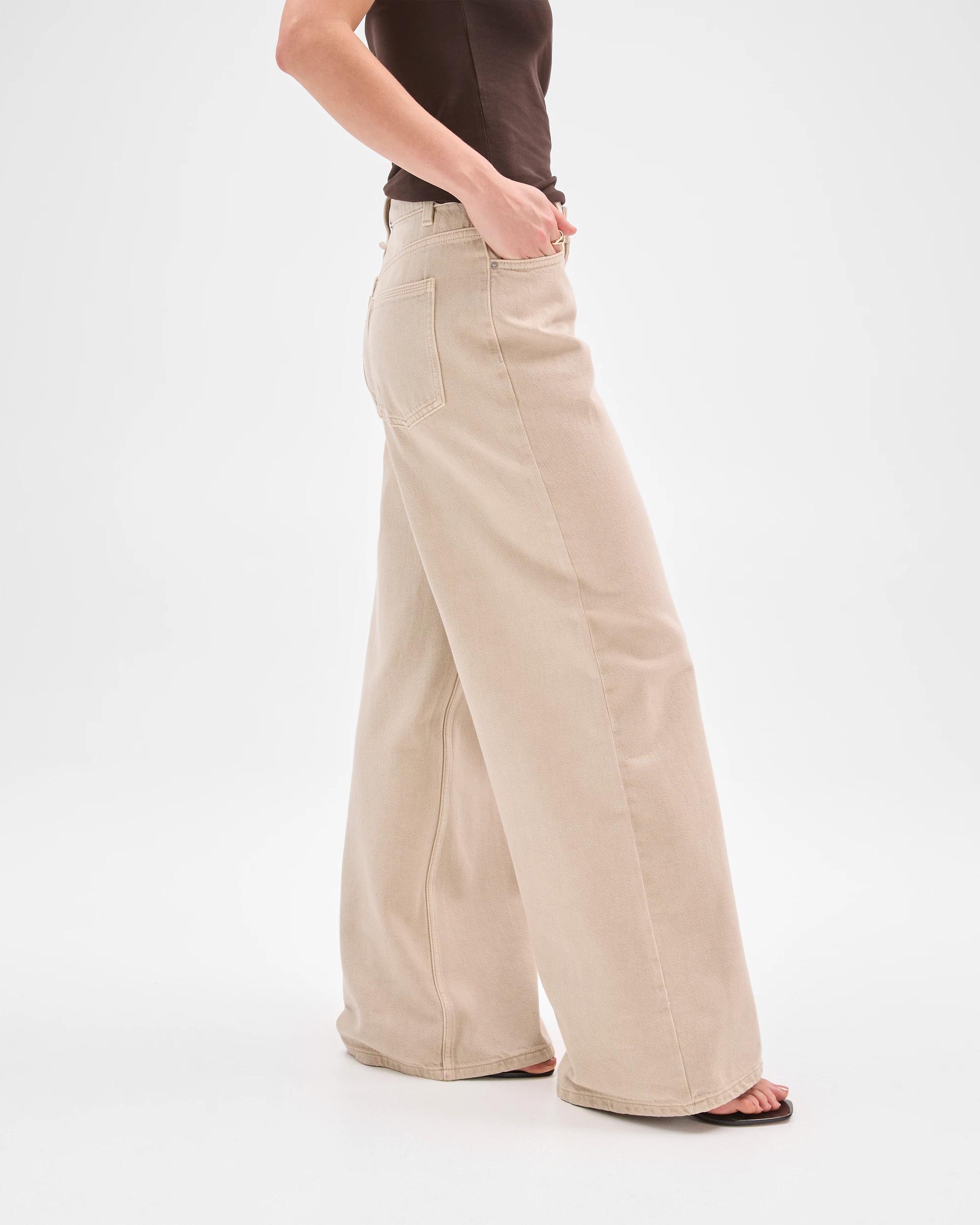 5 Lily Loves Australian Cotton Blend Wide Leg Denim Jeans SOFT STONE, 5 of 6