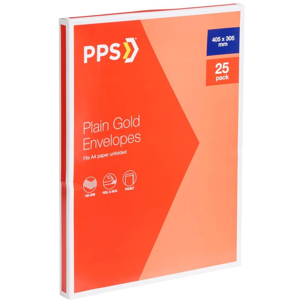 1 PPS 405x305 Envelopes Gold 25 Pack, 1 of 3