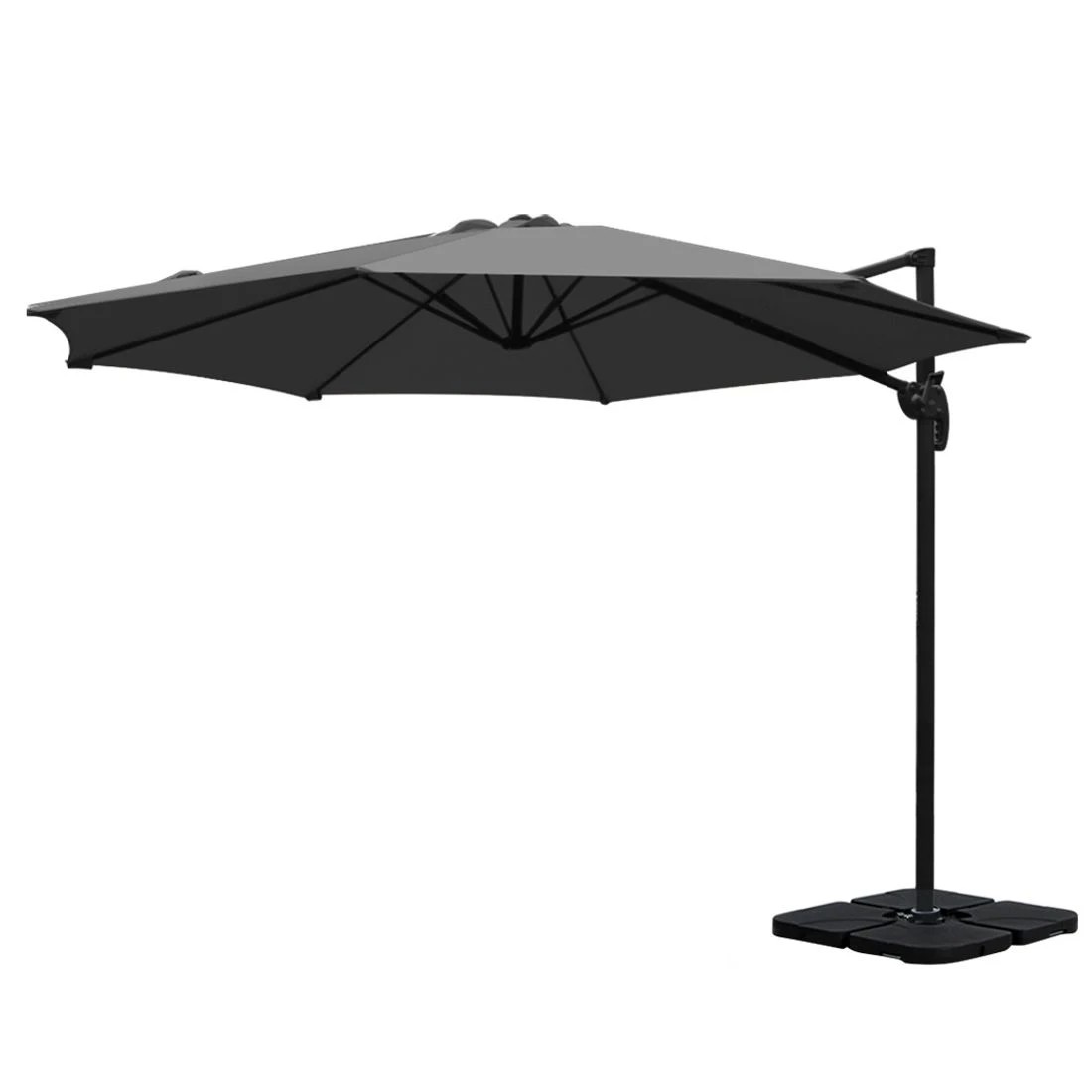 1 Instahut 3m Outdoor Umbrella W/base Cantilever Beach Roma 360 Degree Tilt
 - Grey, 1 of 7