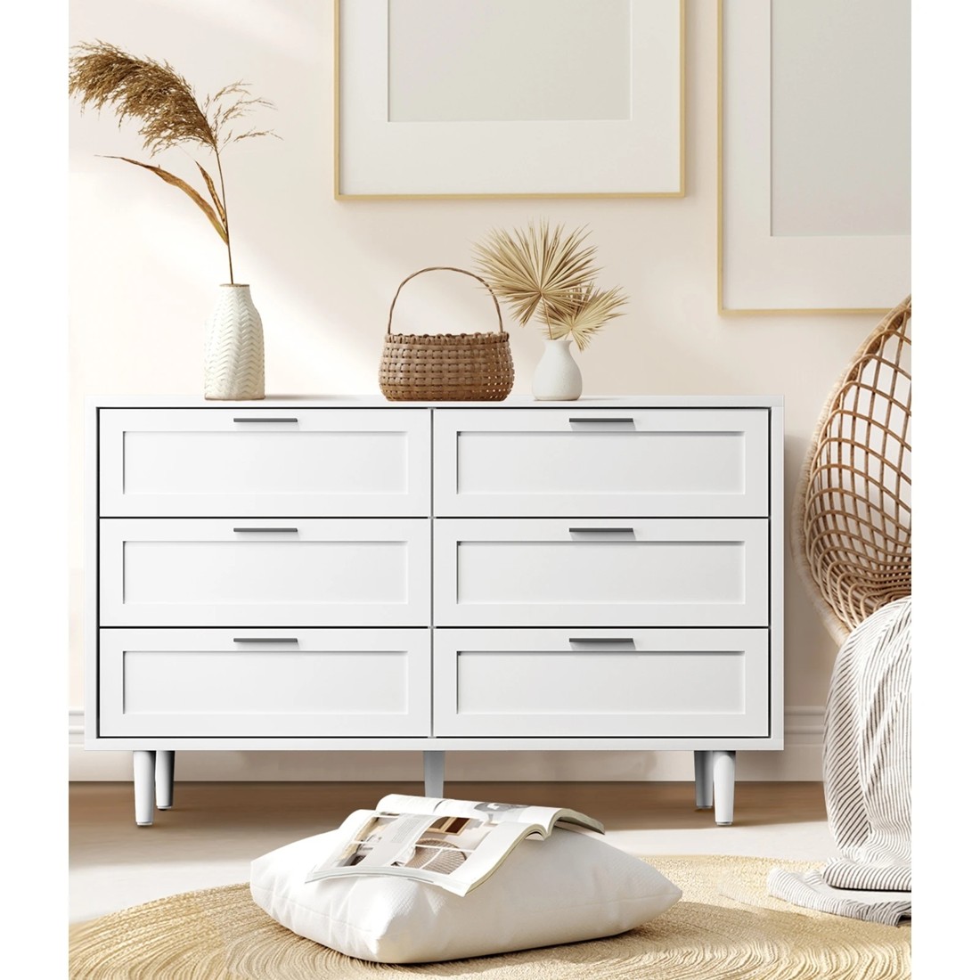 5 Oikiture 6 Chest Of Drawers Dresser Chest Storage Cabinet Lowboy
 - White, 5 of 10
