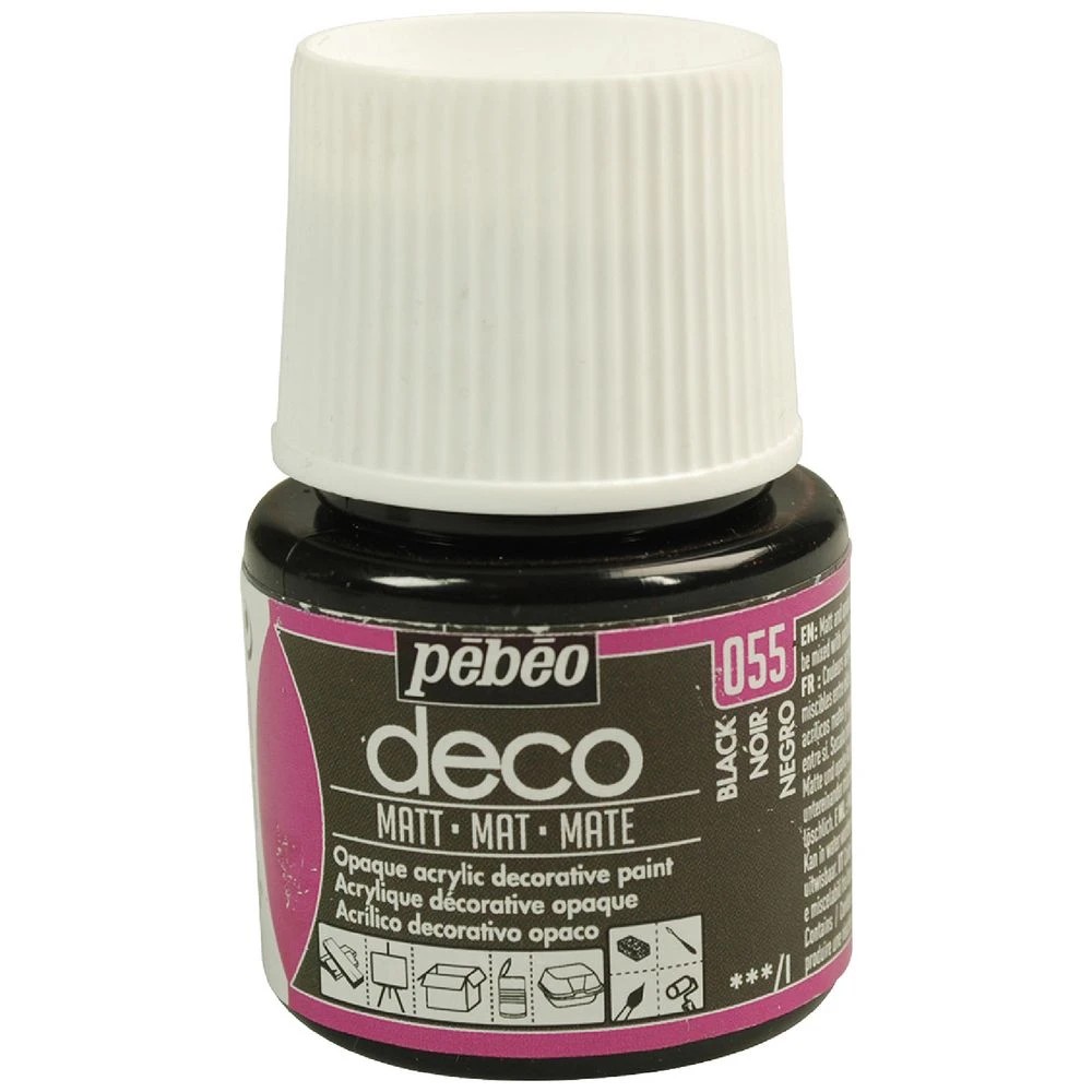 1 Pebeo Deco Acrylic Paint Matte 45mL Black, 1 of 1