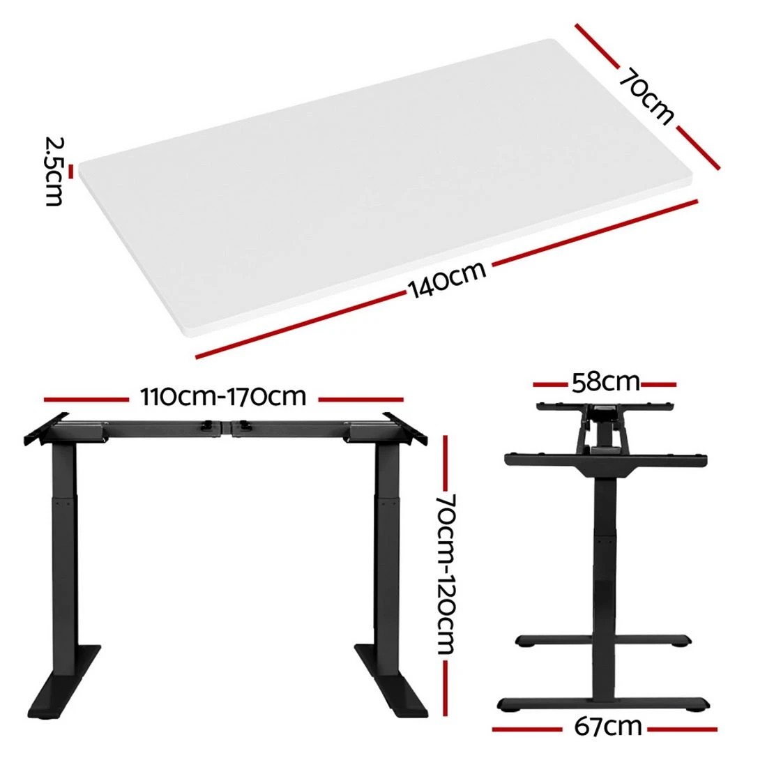 2 Artiss Standing Desk Motorised Dual Motor 140CM
 - black, 2 of 7