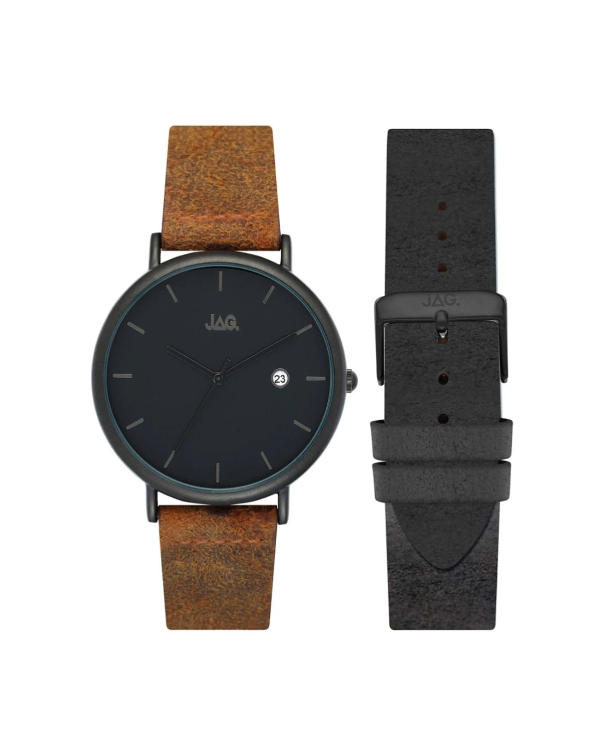 1 JAG Ryan Men's Alloy Watch 43mm Genuine Leather Band 3 ATM Water Resistant, 1 of 1