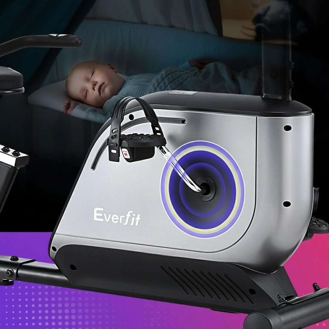 6 Everfit Recumbent Exercise Bike Magnetic Cycling Mesh Chair 120kg - Multi, 6 of 6