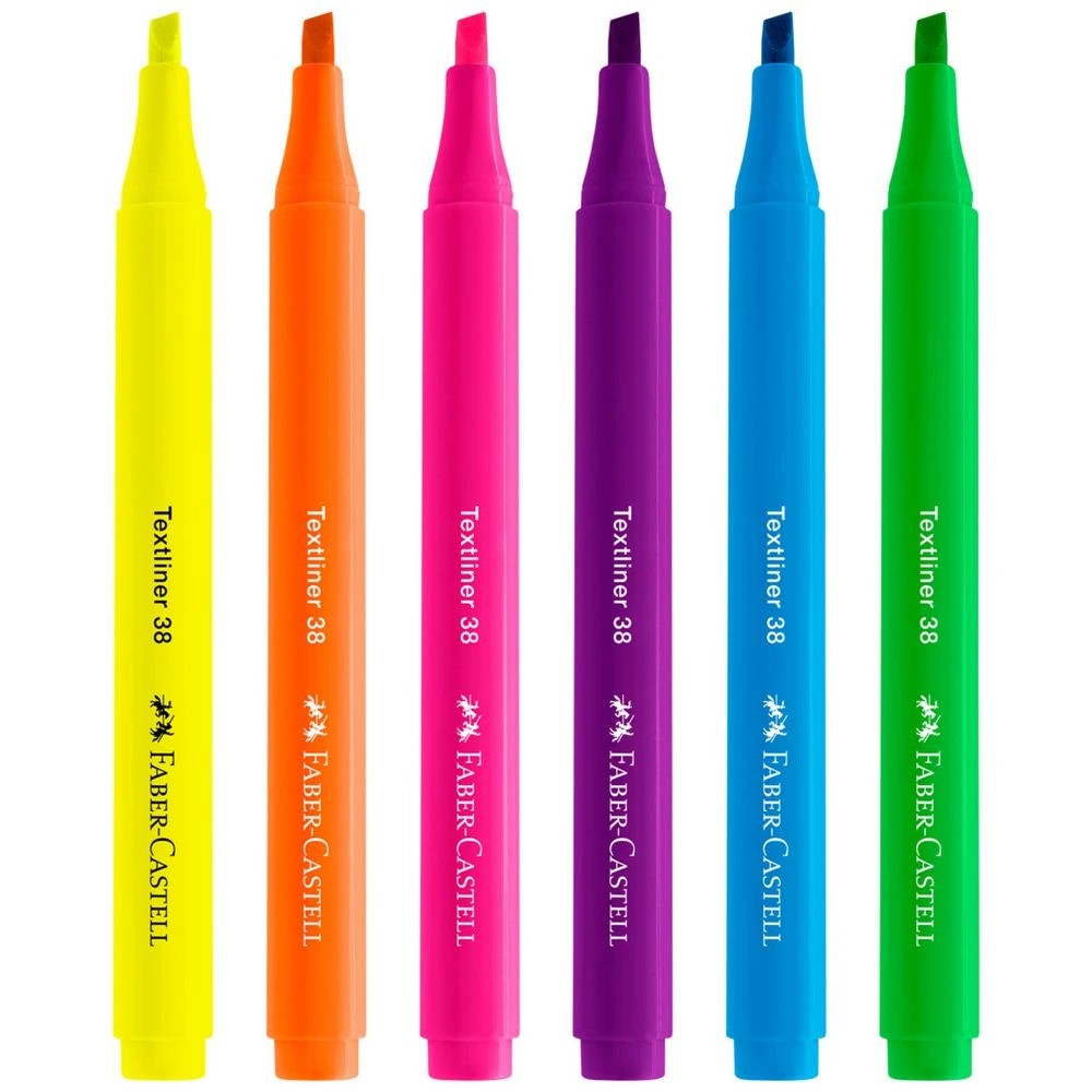 2 Faber-Castell Textliner 38 Highlighters Fluro Assorted 6 Pack, 2 of 7