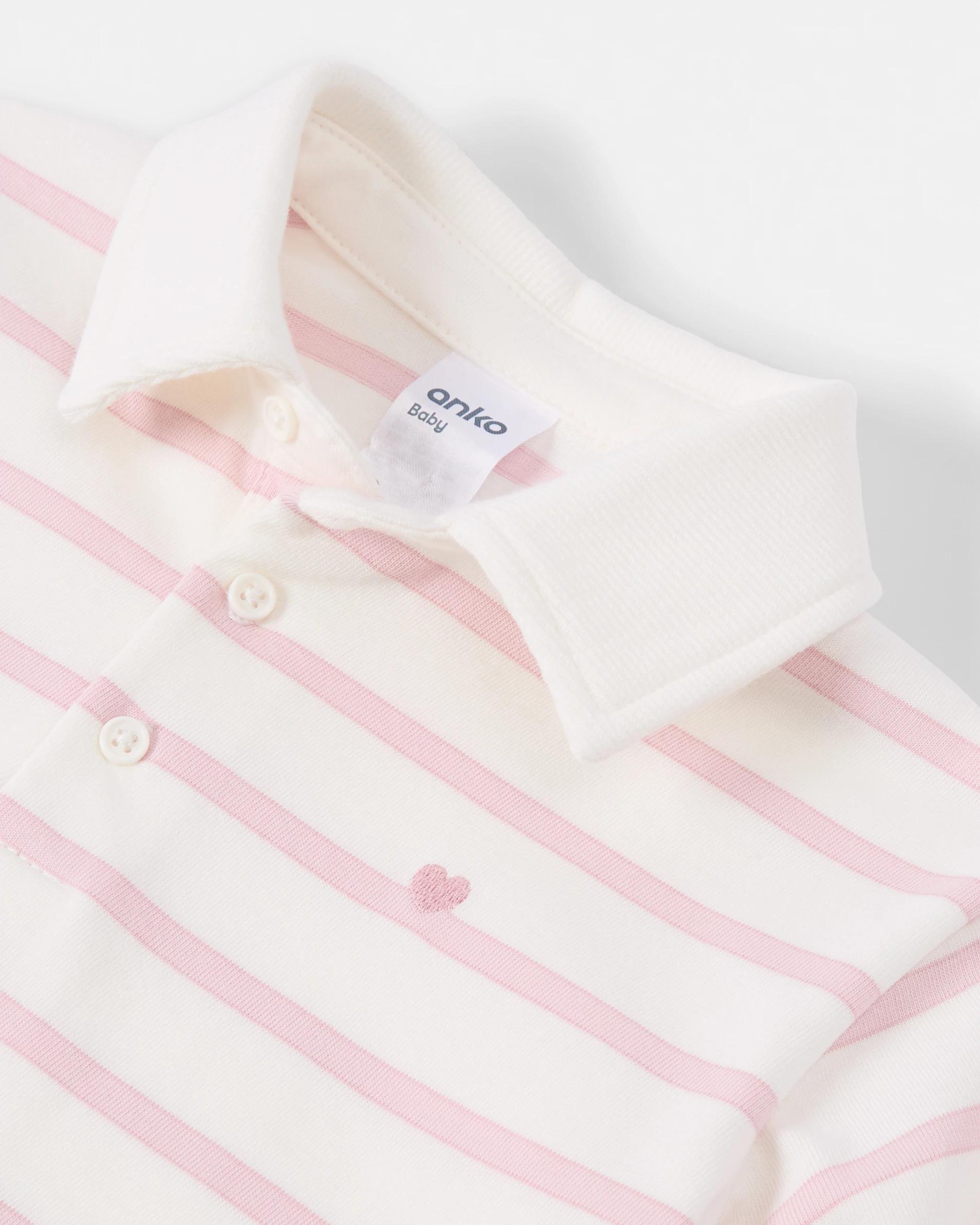 3 Australian Cotton Rugby Top Pink Strp, 3 of 3