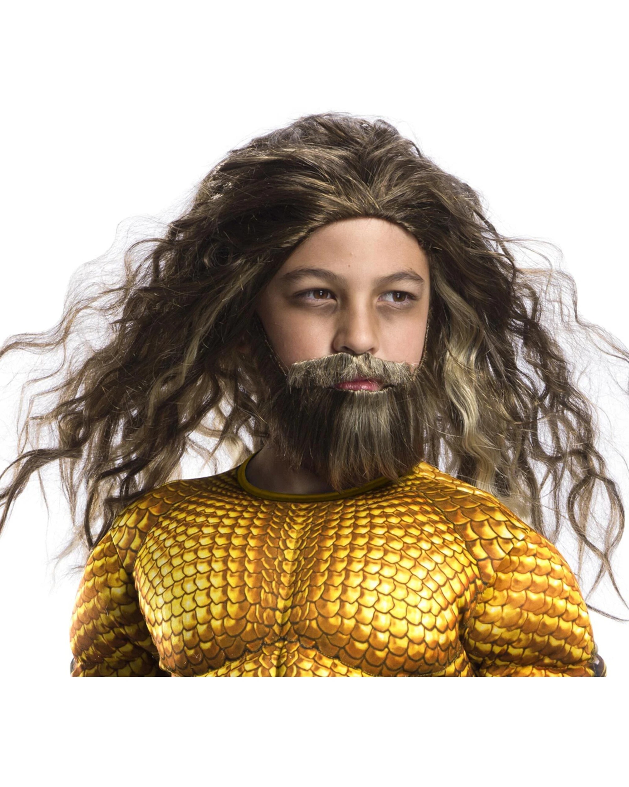 1 DC Comics Aquaman Beard & Wig Set Costume Accessory Child - Brown, 1 of 2