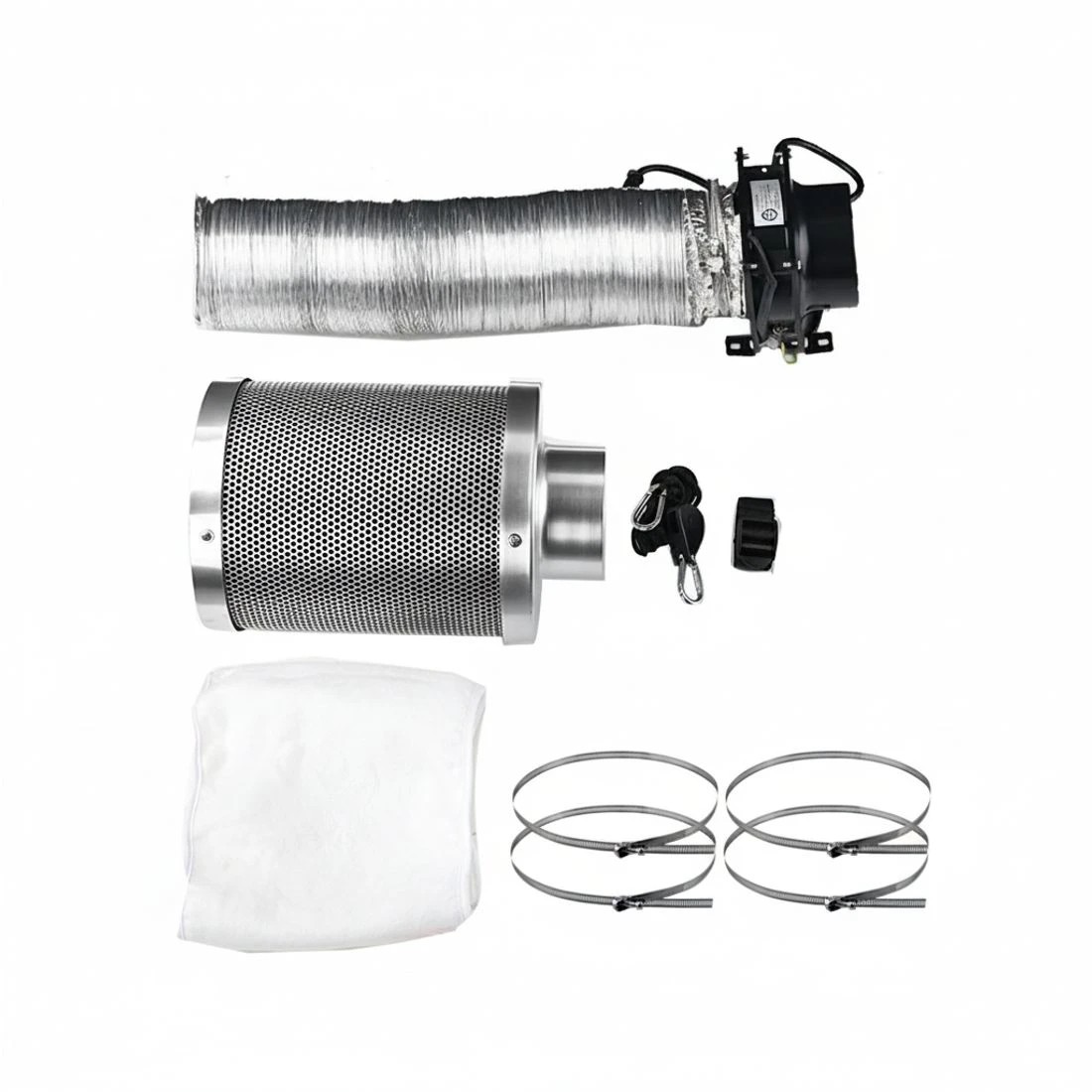 7 Green Fingers 6"Ventilation Kit Fan Hydroponics Grow Tent Kit Carbon Filter Duct - Silver, 7 of 9