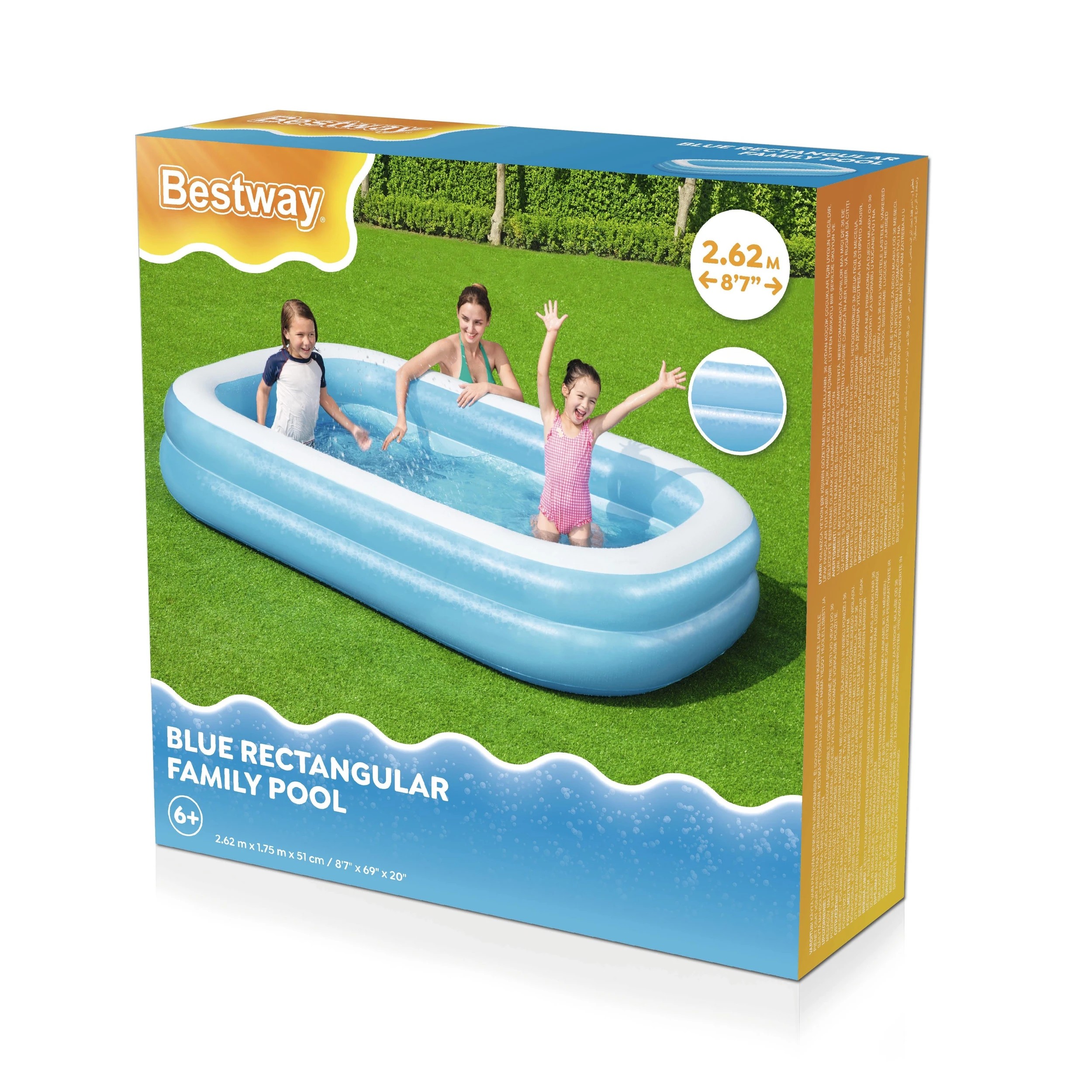 3 Bestway Inflatable Blue Rectangular Family Pool, 3 of 6