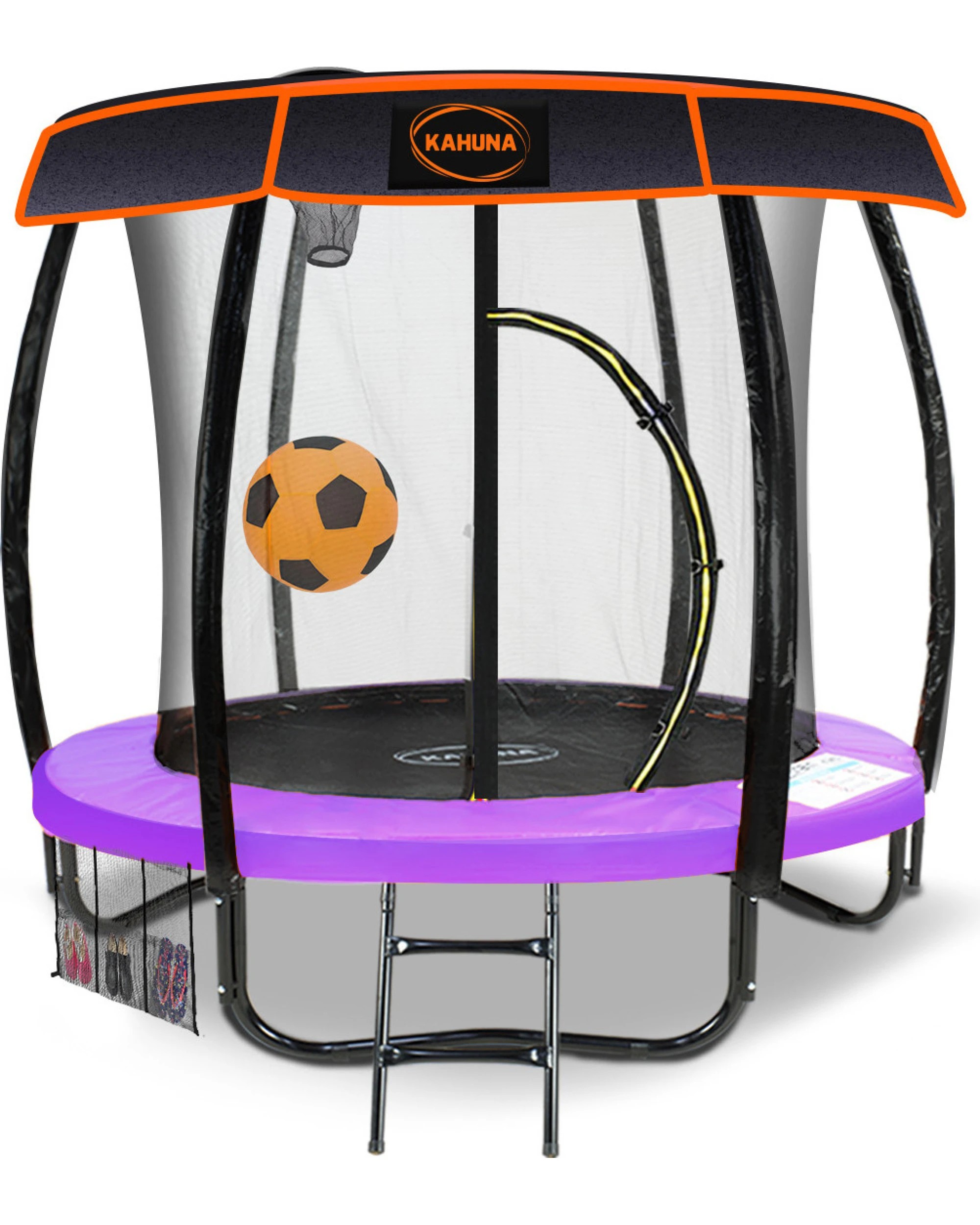 1 Kahuna Trampoline 6 ft with Basketball Set and Roof - Purple, 1 of 9