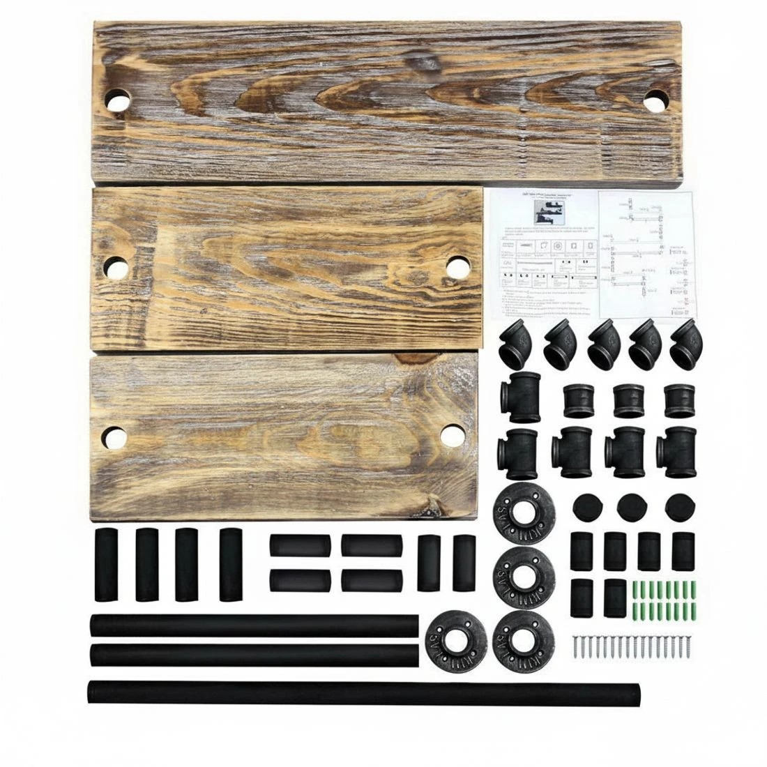 5 Artiss Floating DIY Pipe Shelf 3 Tiers - IONA - Natural, 5 of 8