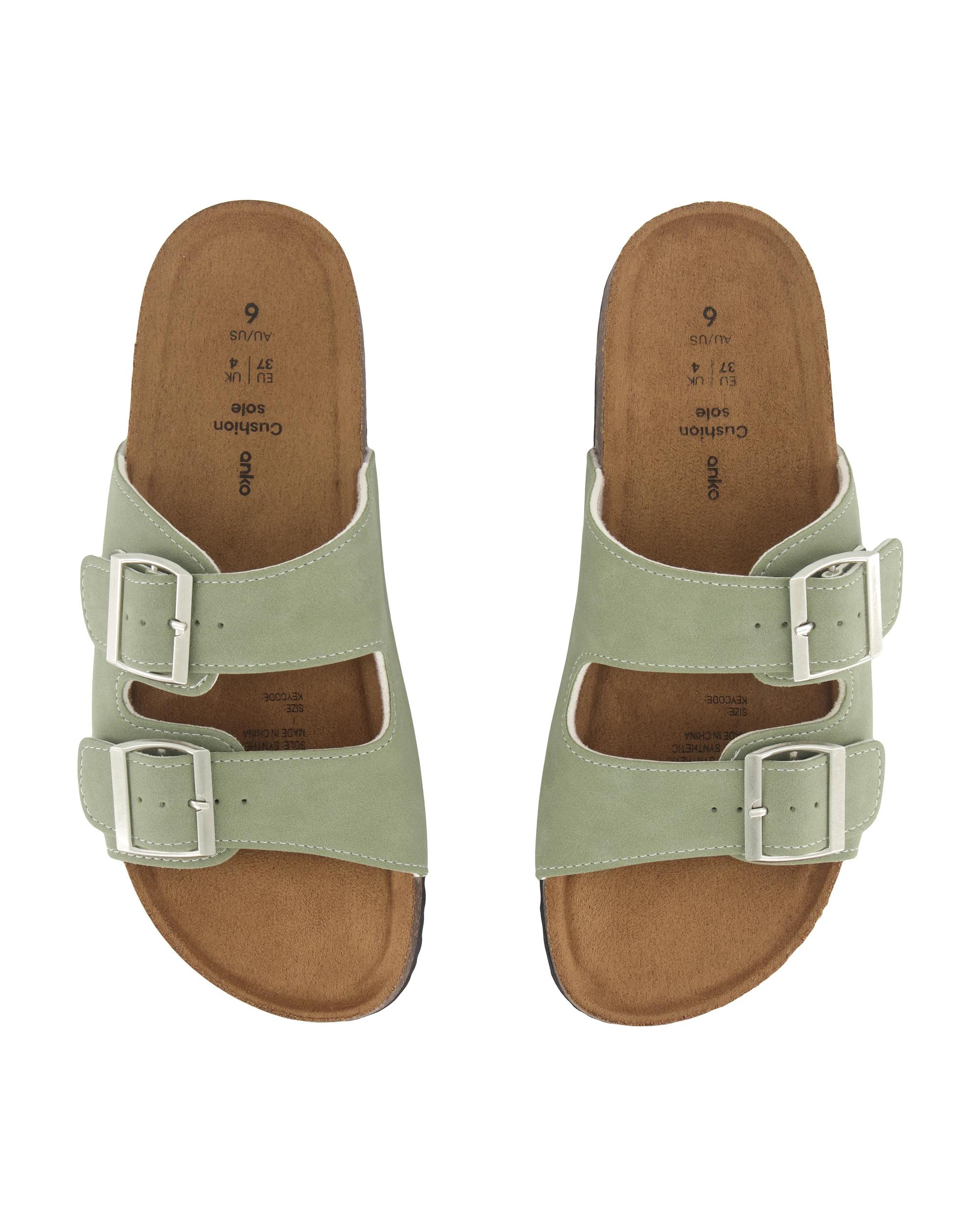 3 Two Band Buckle Footbed Slides Sage Green, 3 of 3
