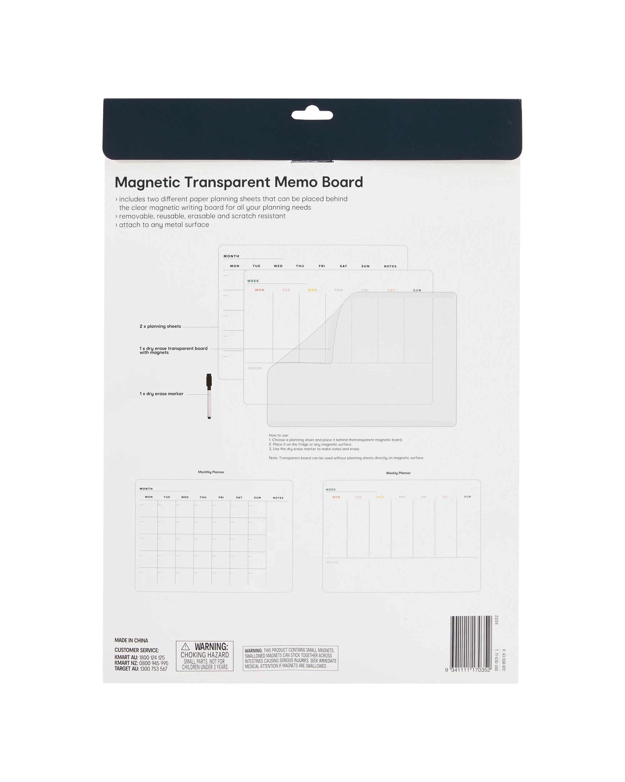 6 A3 Magnetic Transparent Memo Board, 6 of 6